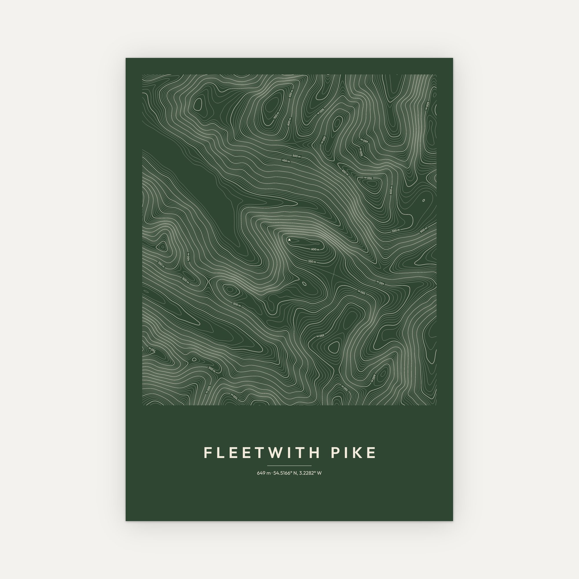 Fleetwith Pike Contour Map Print - Image 7