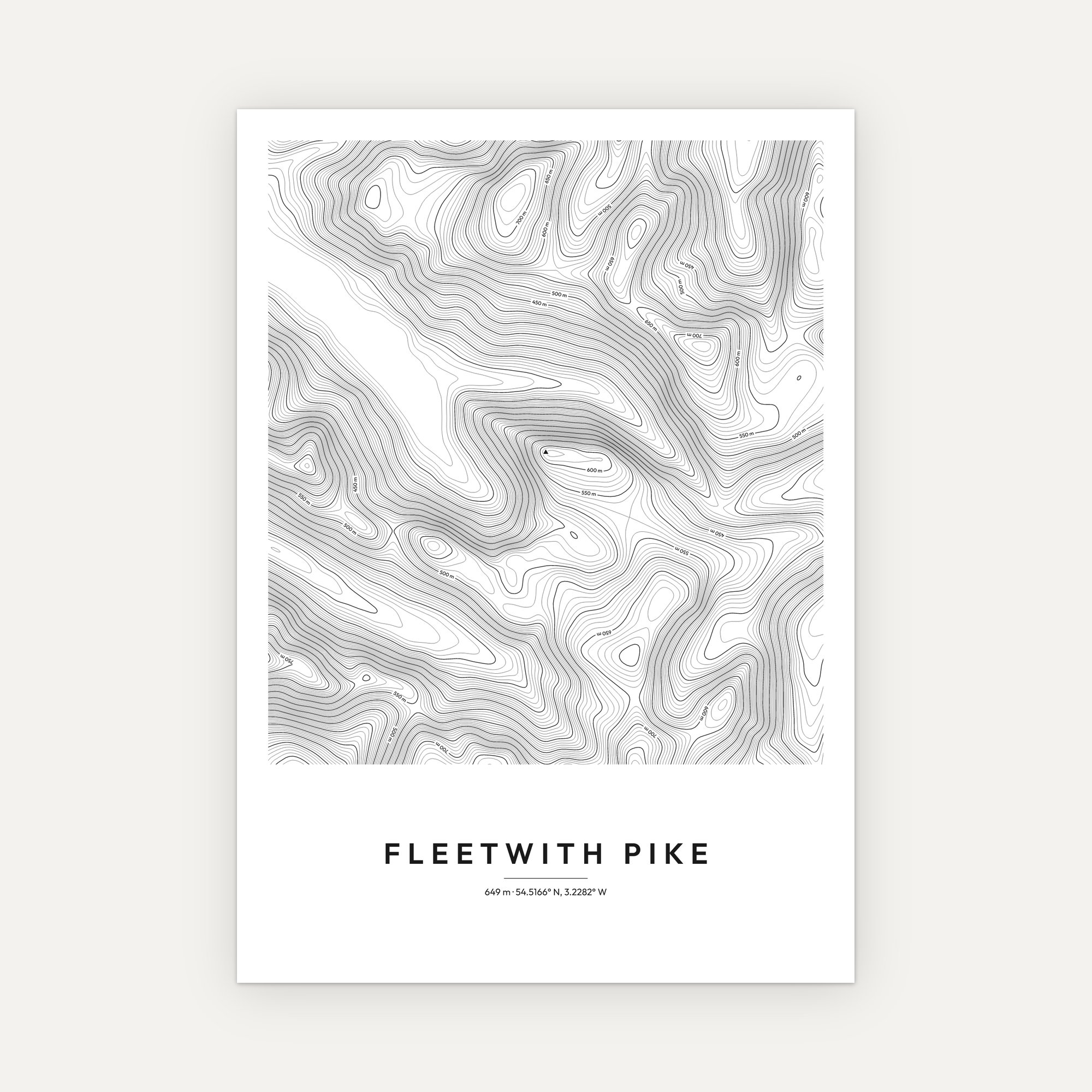 Fleetwith Pike Contour Map Print - Image 3