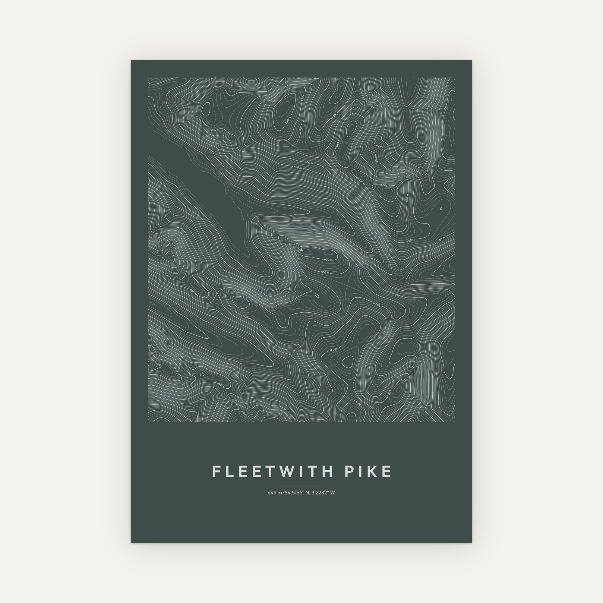 Fleetwith Pike Contour Map Print - Image 8