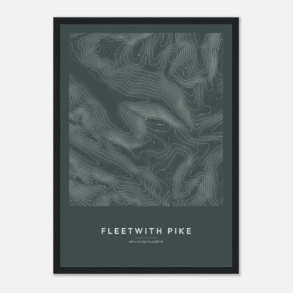 Fleetwith Pike contour map print, framed