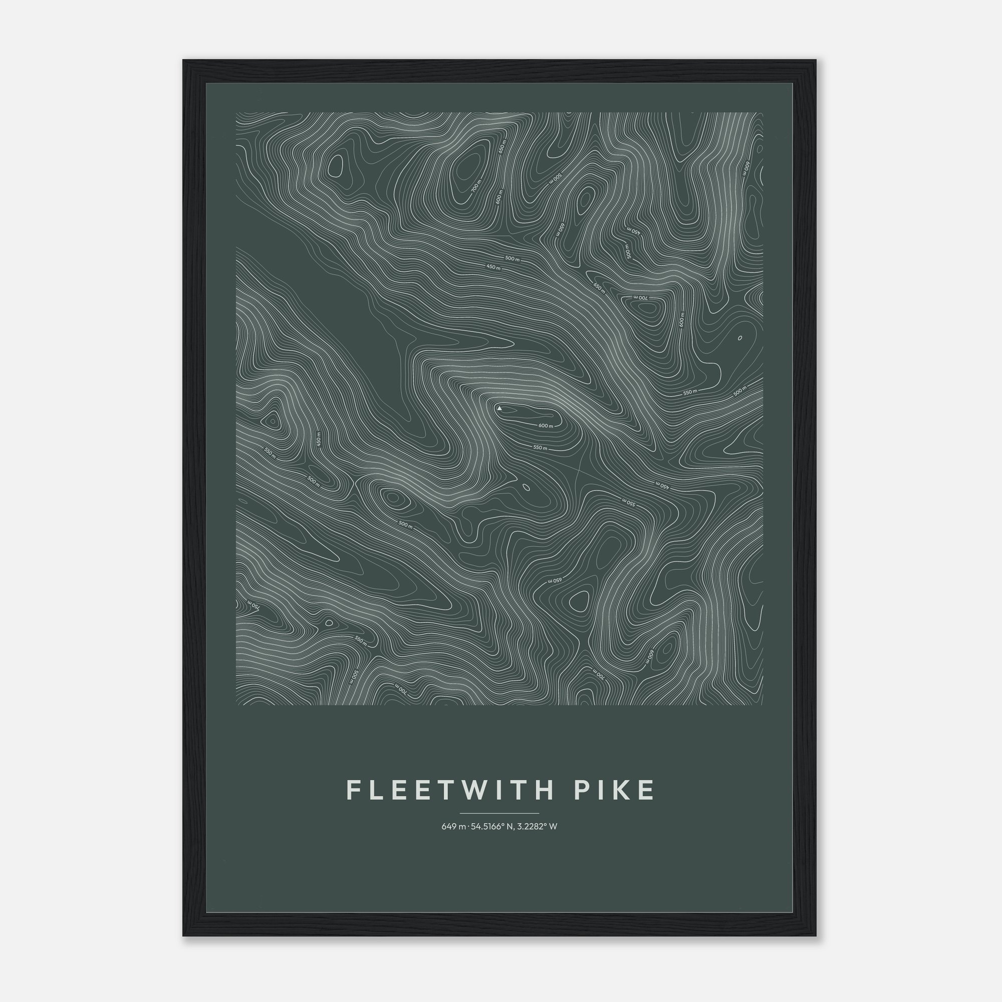 Fleetwith Pike contour map print, framed