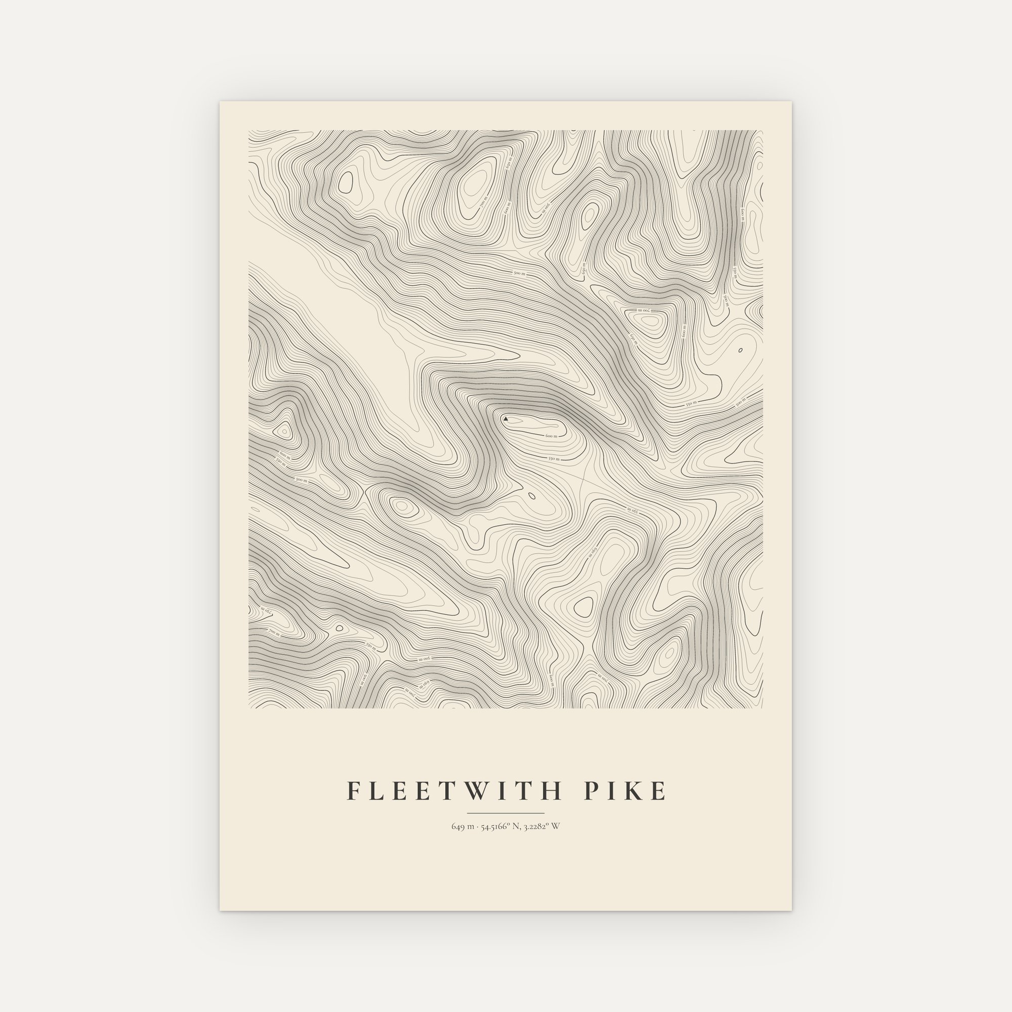 Fleetwith Pike Contour Map Print - Image 6