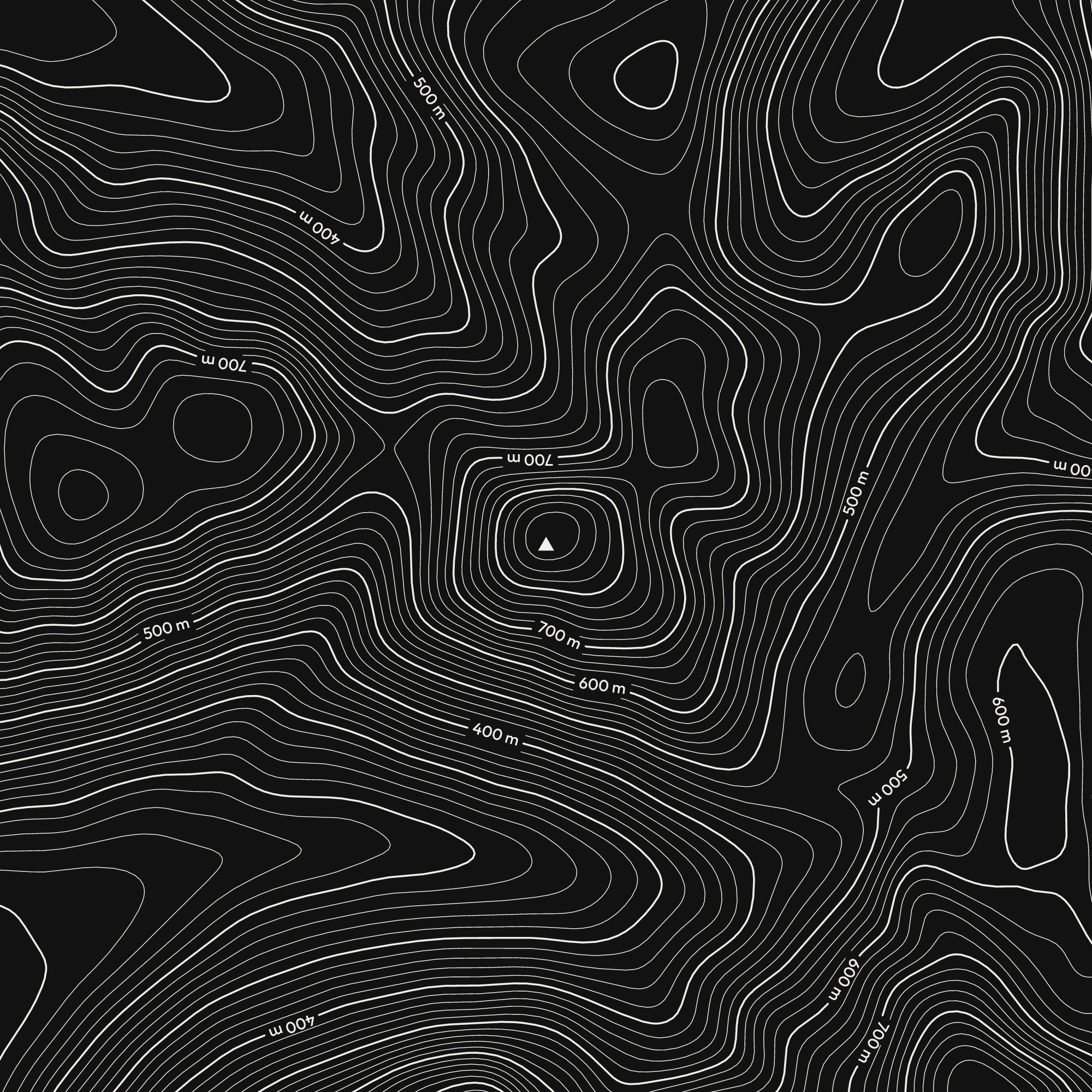 Close-up of the Great Gable contour map print around the summit