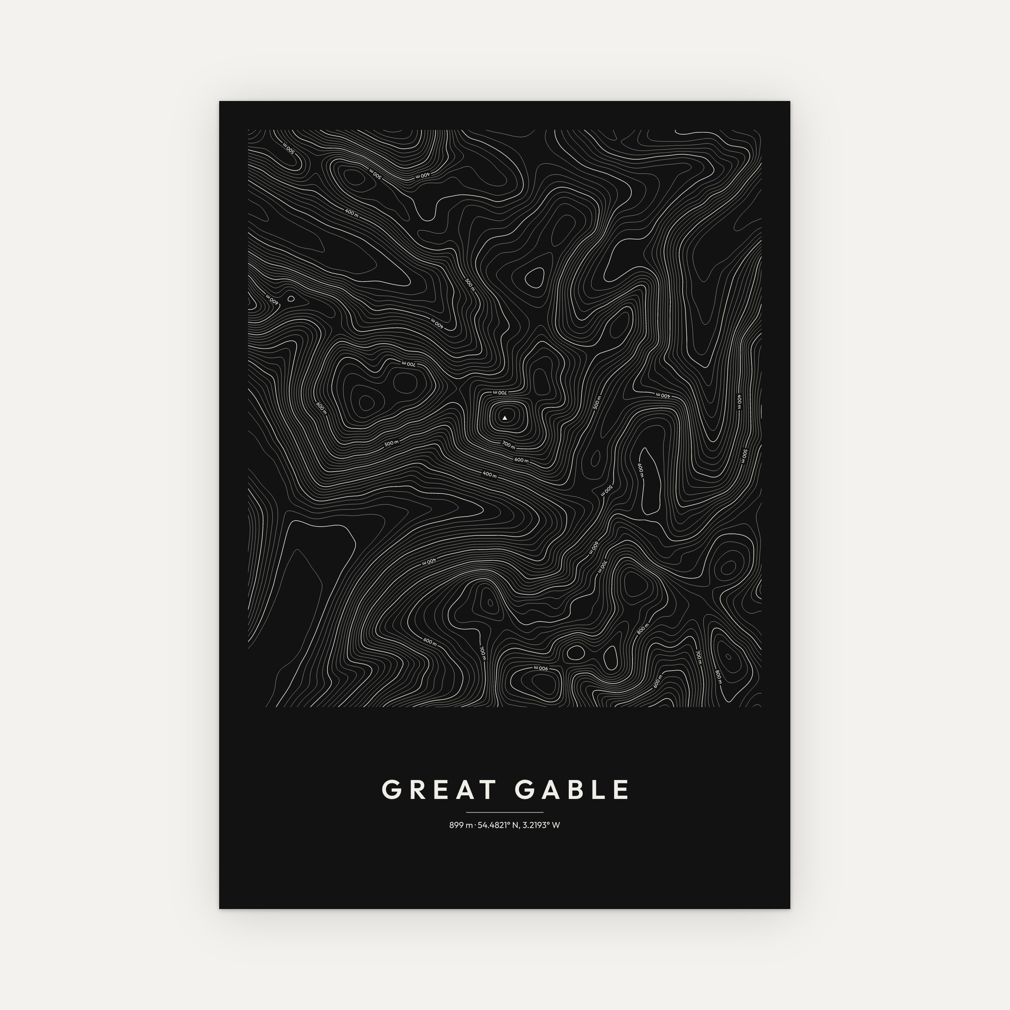 Great Gable Contour Map Print - Image 4