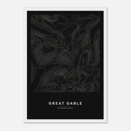 Great Gable contour map print, framed