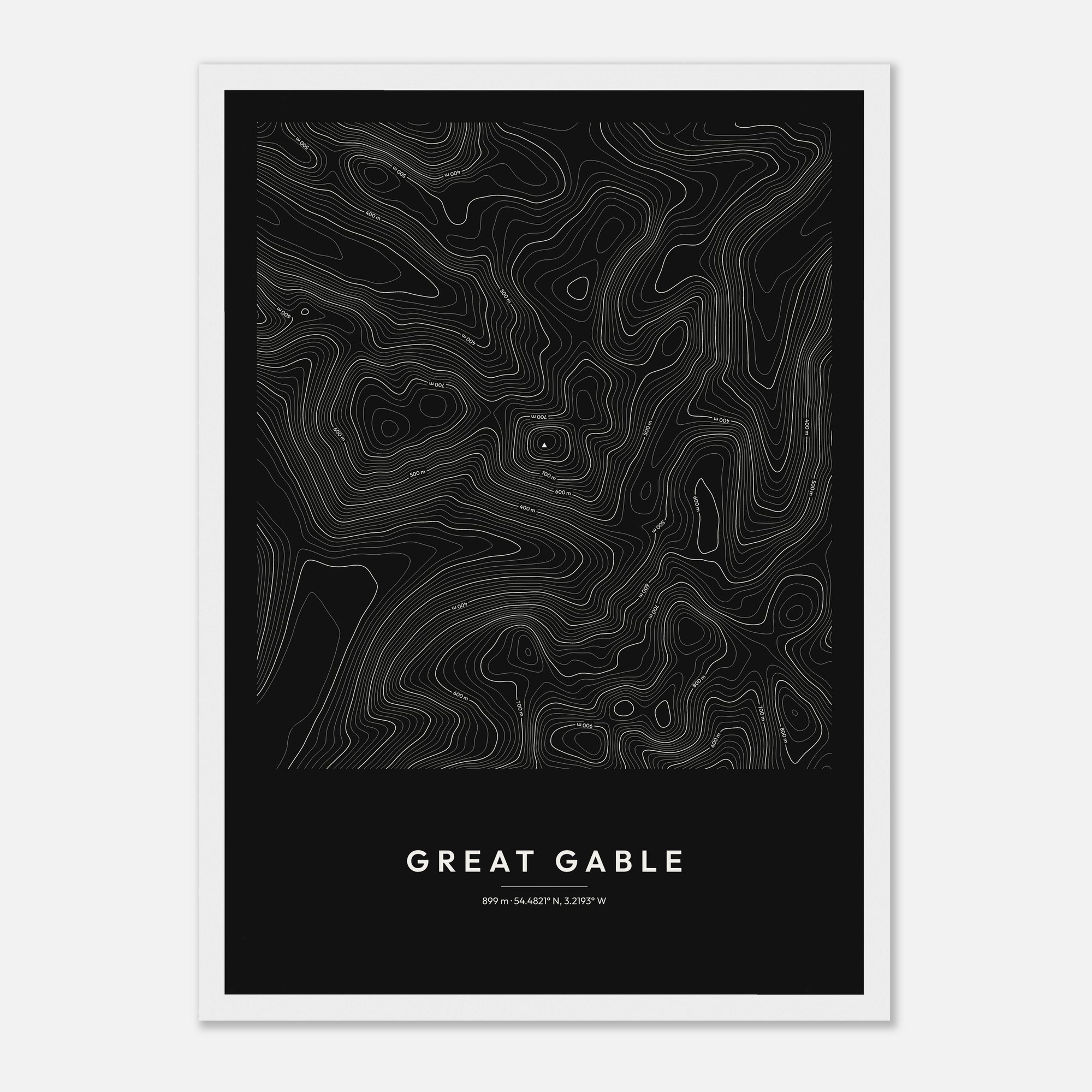 Great Gable contour map print, framed