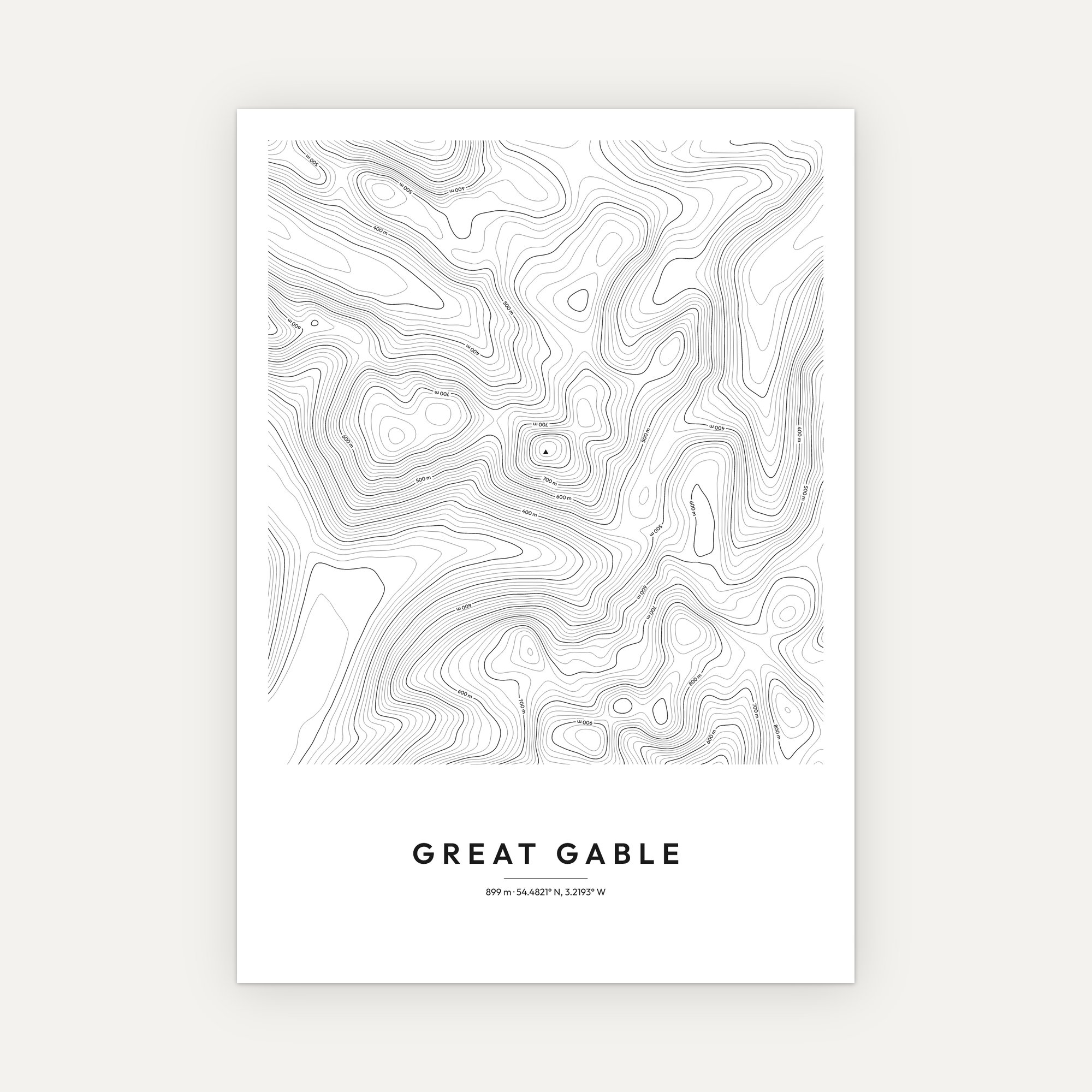 Great Gable Contour Map Print - Image 3