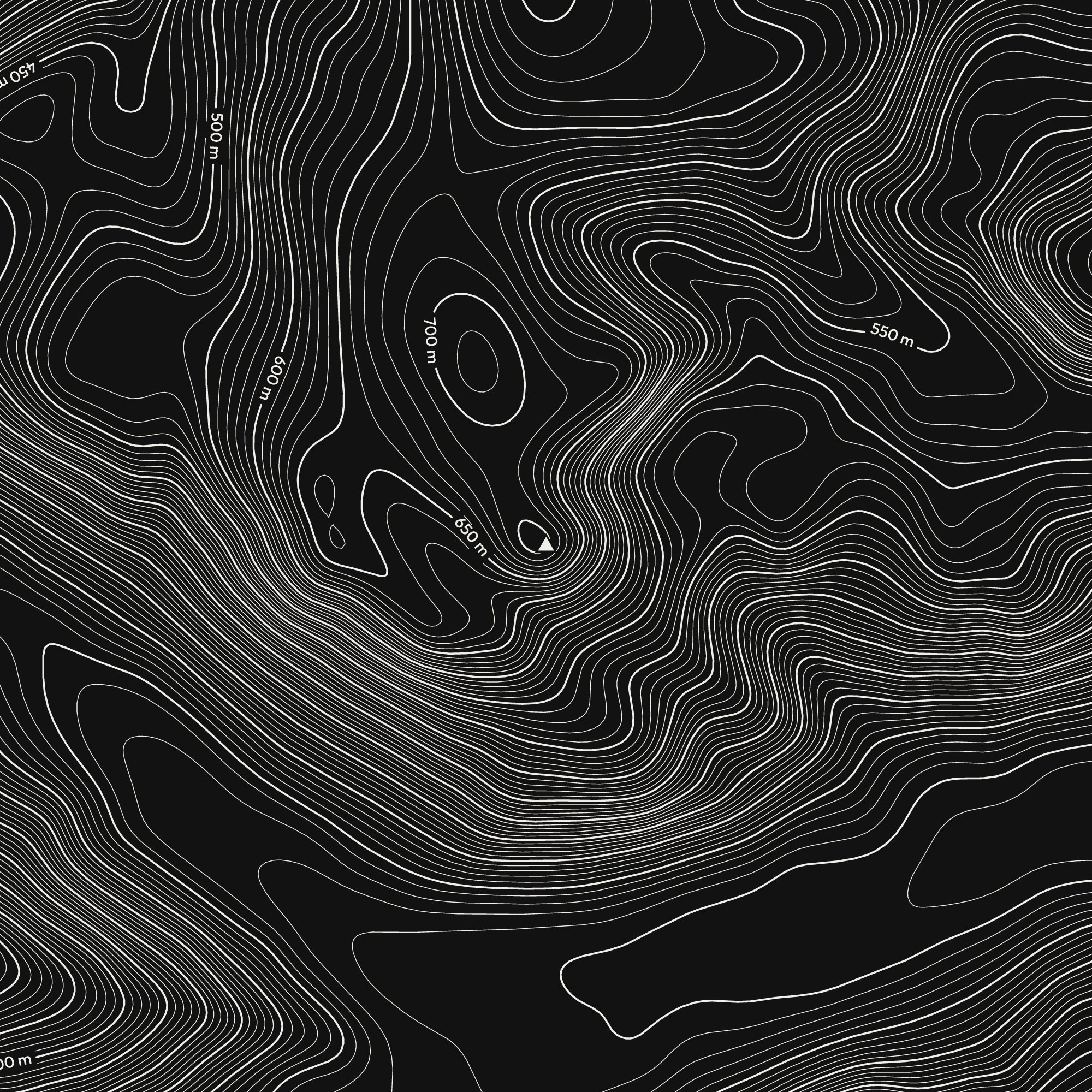 Close-up of the Harrison Stickle contour map print around the summit