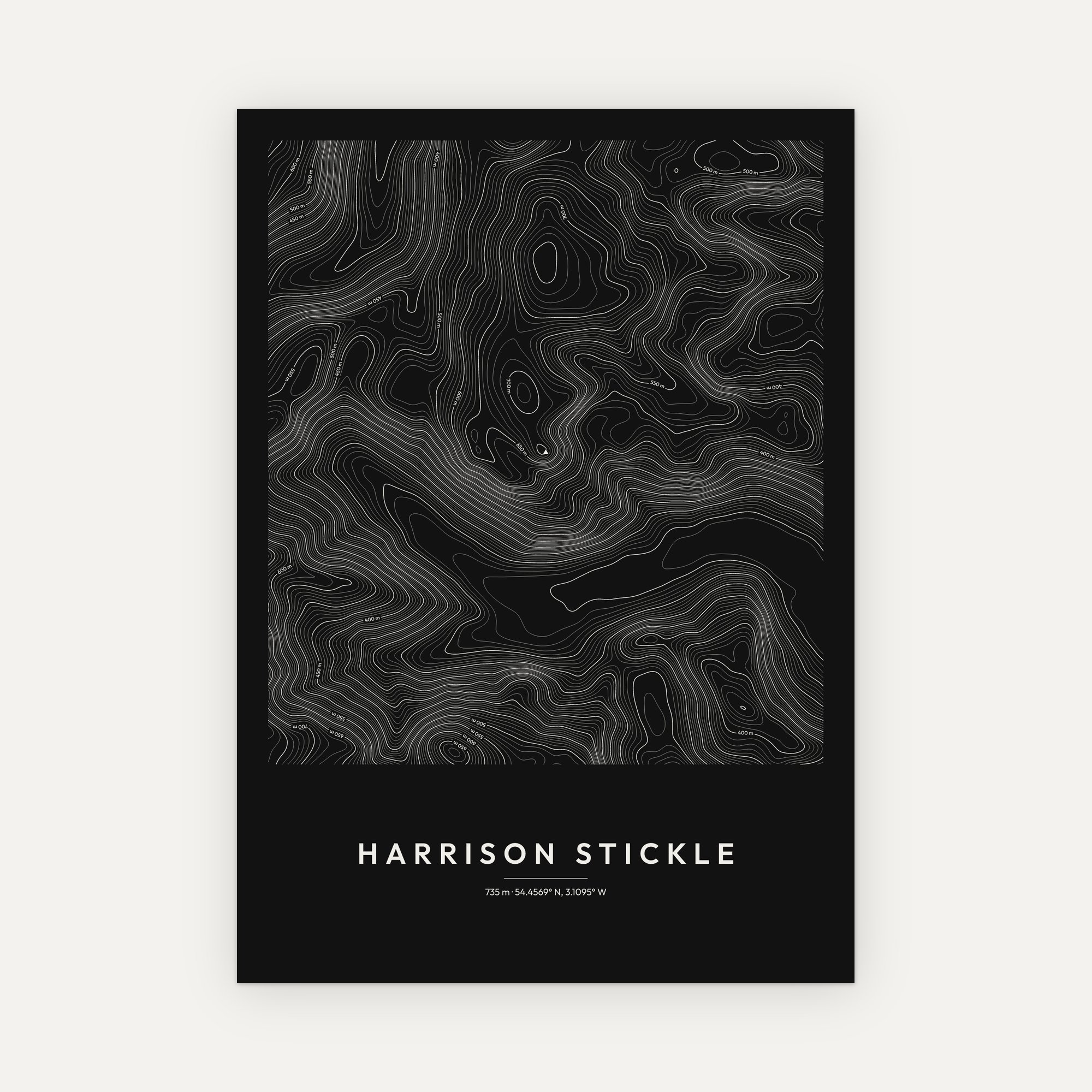 Harrison Stickle Contour Map Print - Image 3