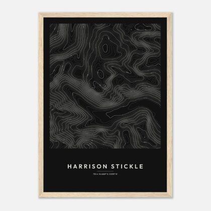 Harrison Stickle contour map print, framed