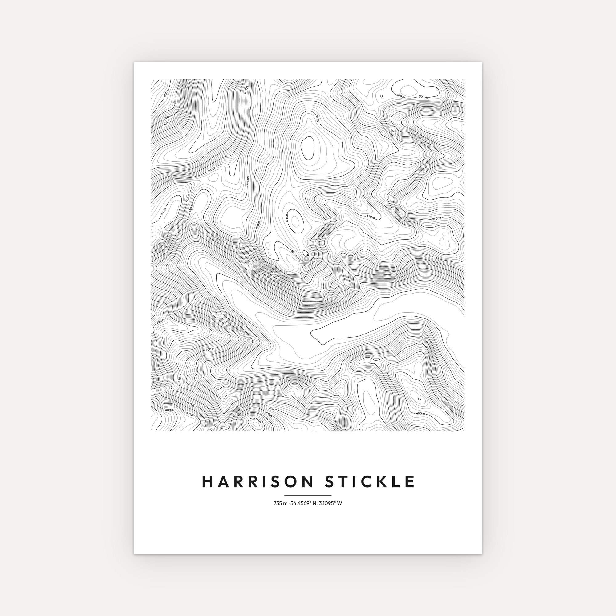 Harrison Stickle Contour Map Print - Image 2