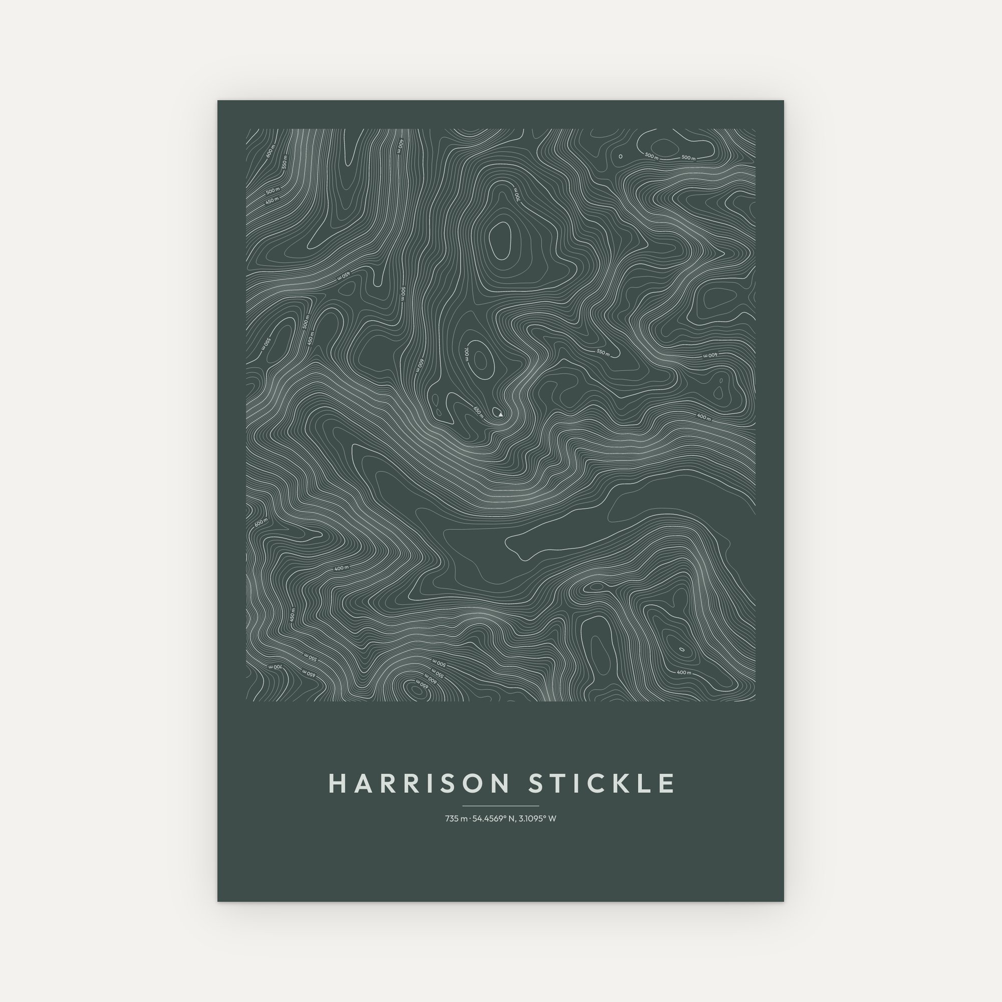 Harrison Stickle Contour Map Print - Image 7