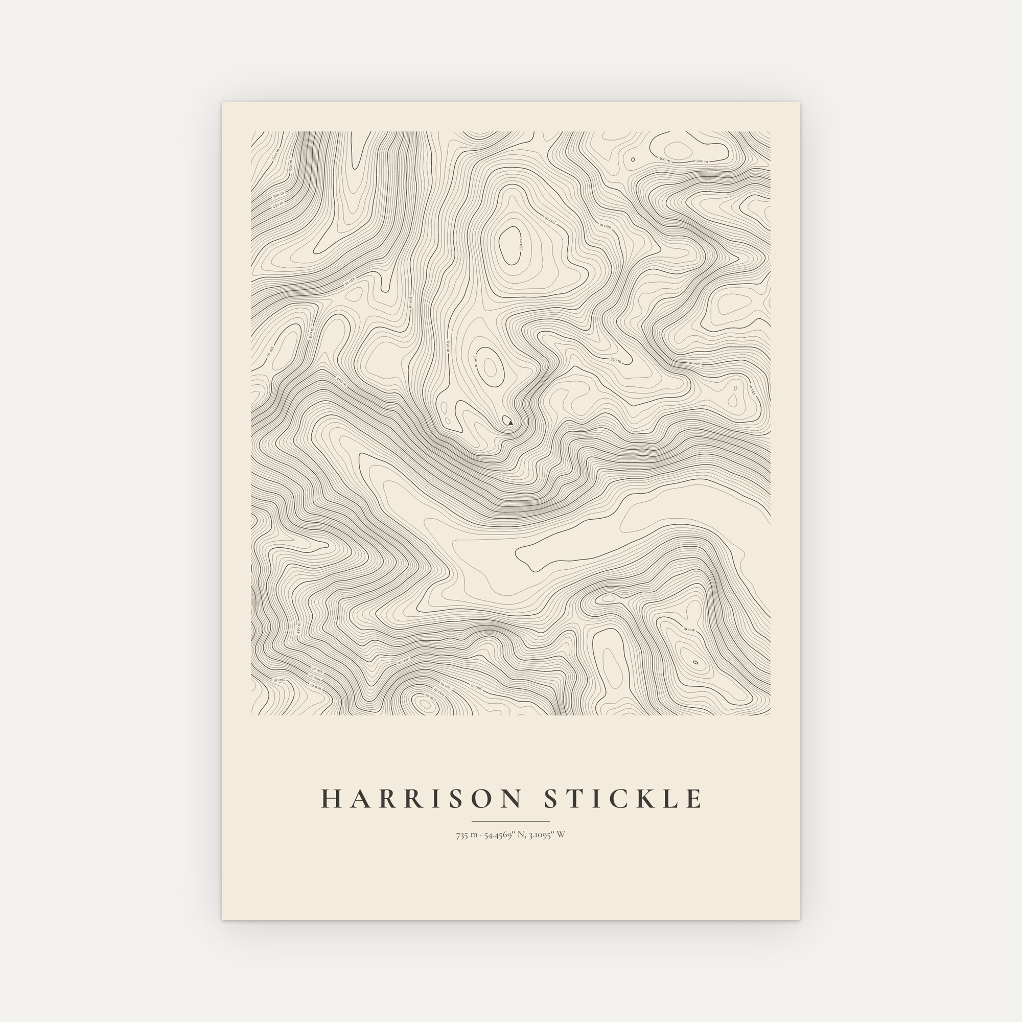 Harrison Stickle Contour Map Print - Image 5