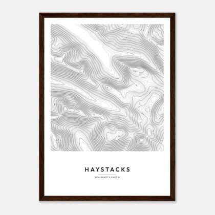Haystacks contour map print, framed