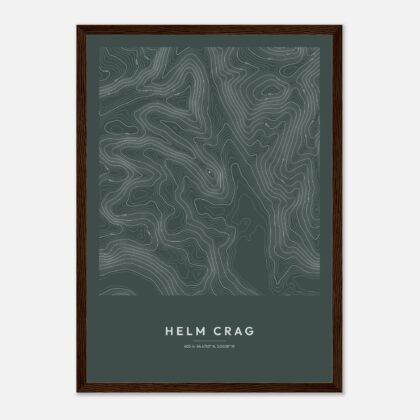 Helm Crag contour map print, framed