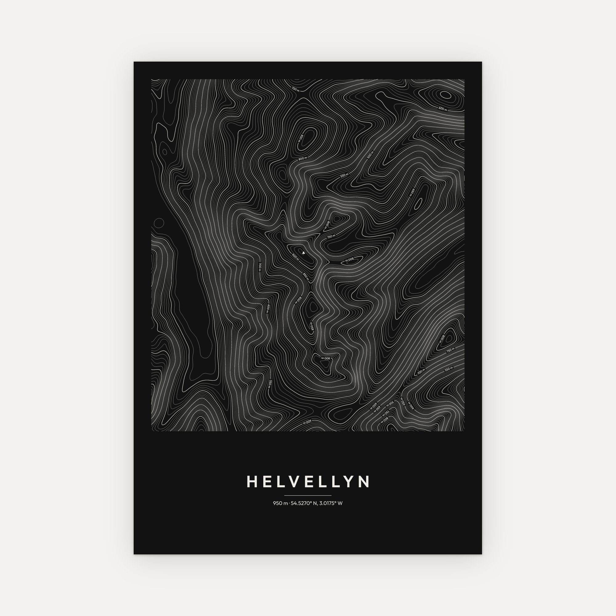 Helvellyn Contour Map Print - Image 4