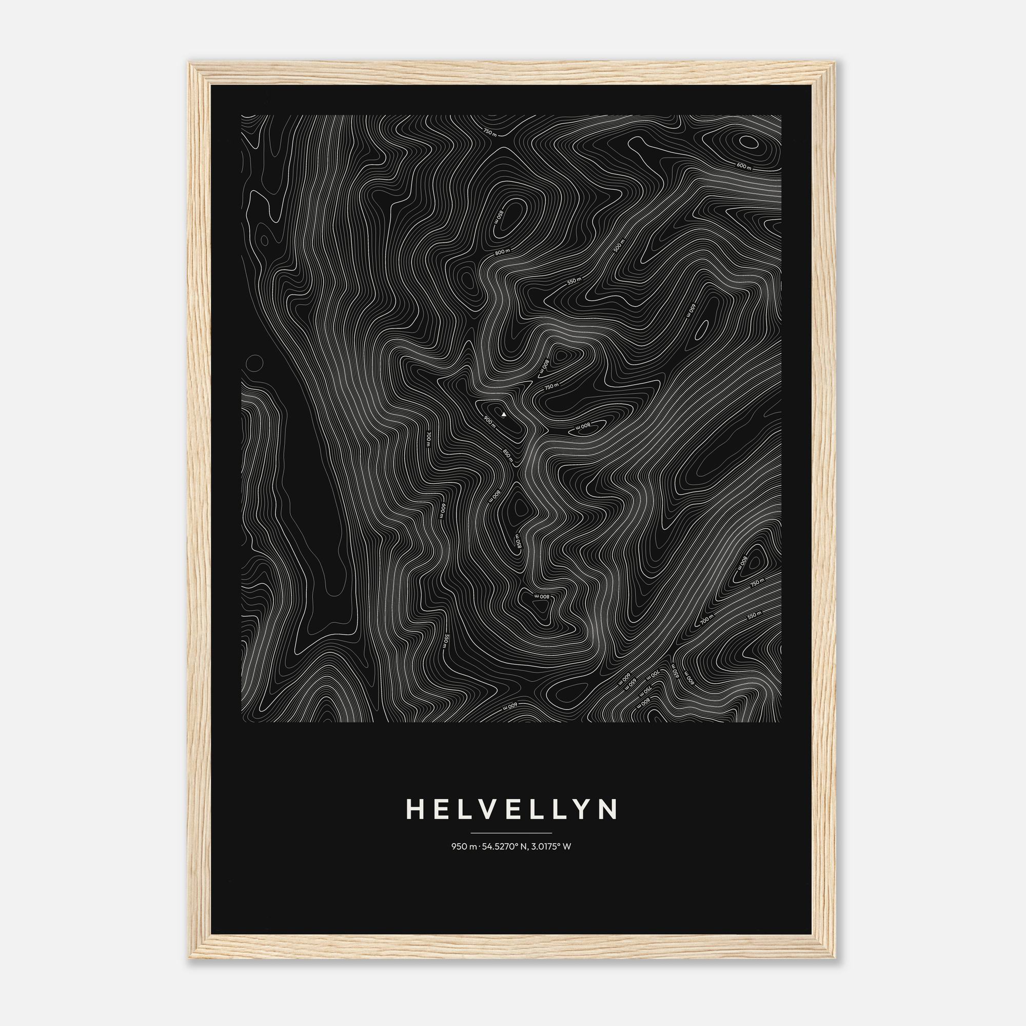 Helvellyn Contour Map Print - Image 2