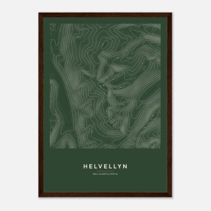 Helvellyn contour map print, framed