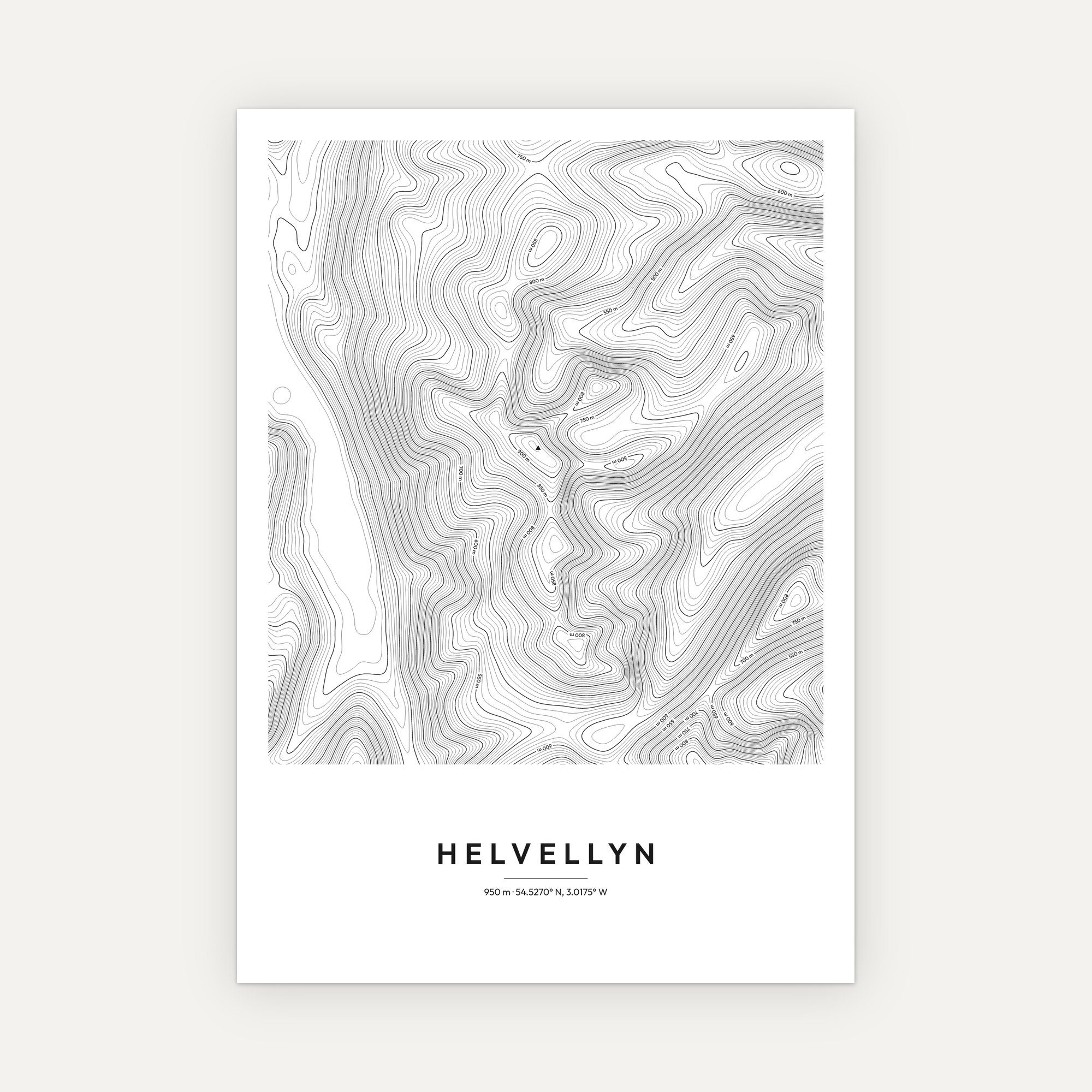 Helvellyn Contour Map Print - Image 3