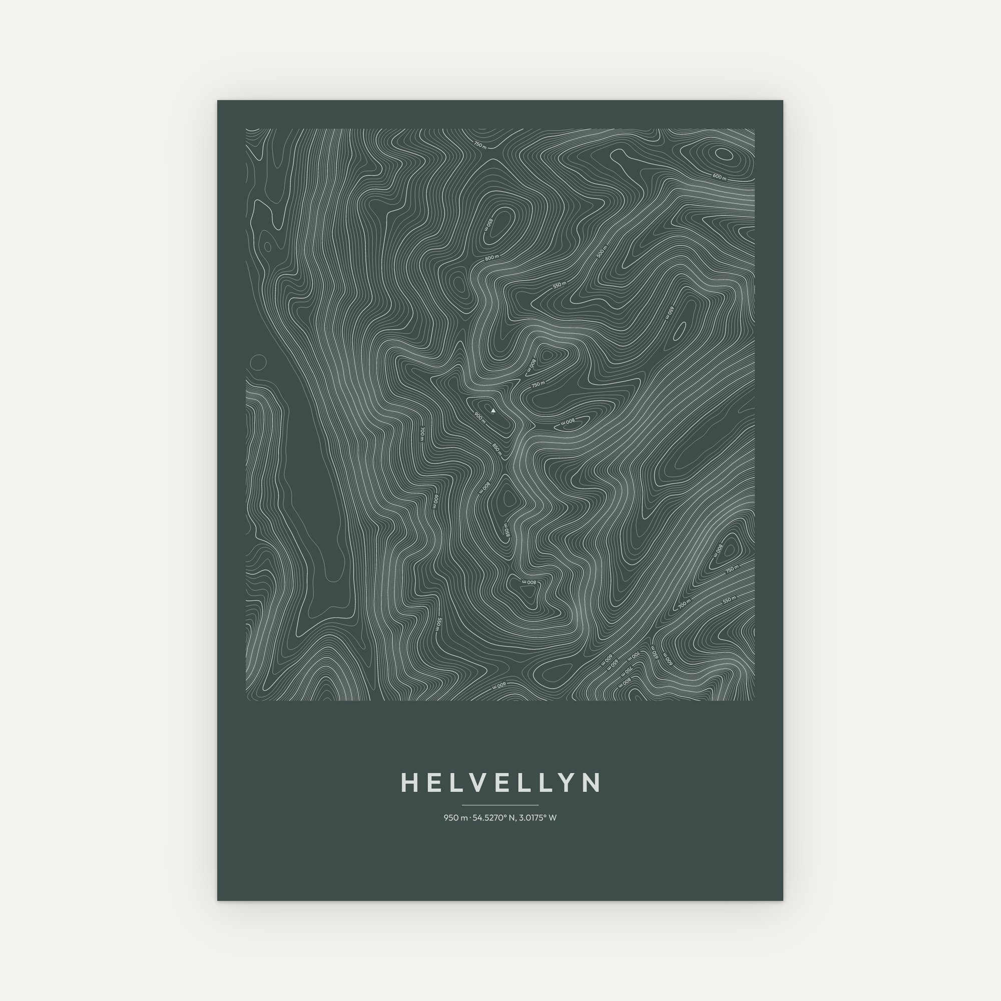 Helvellyn Contour Map Print - Image 8
