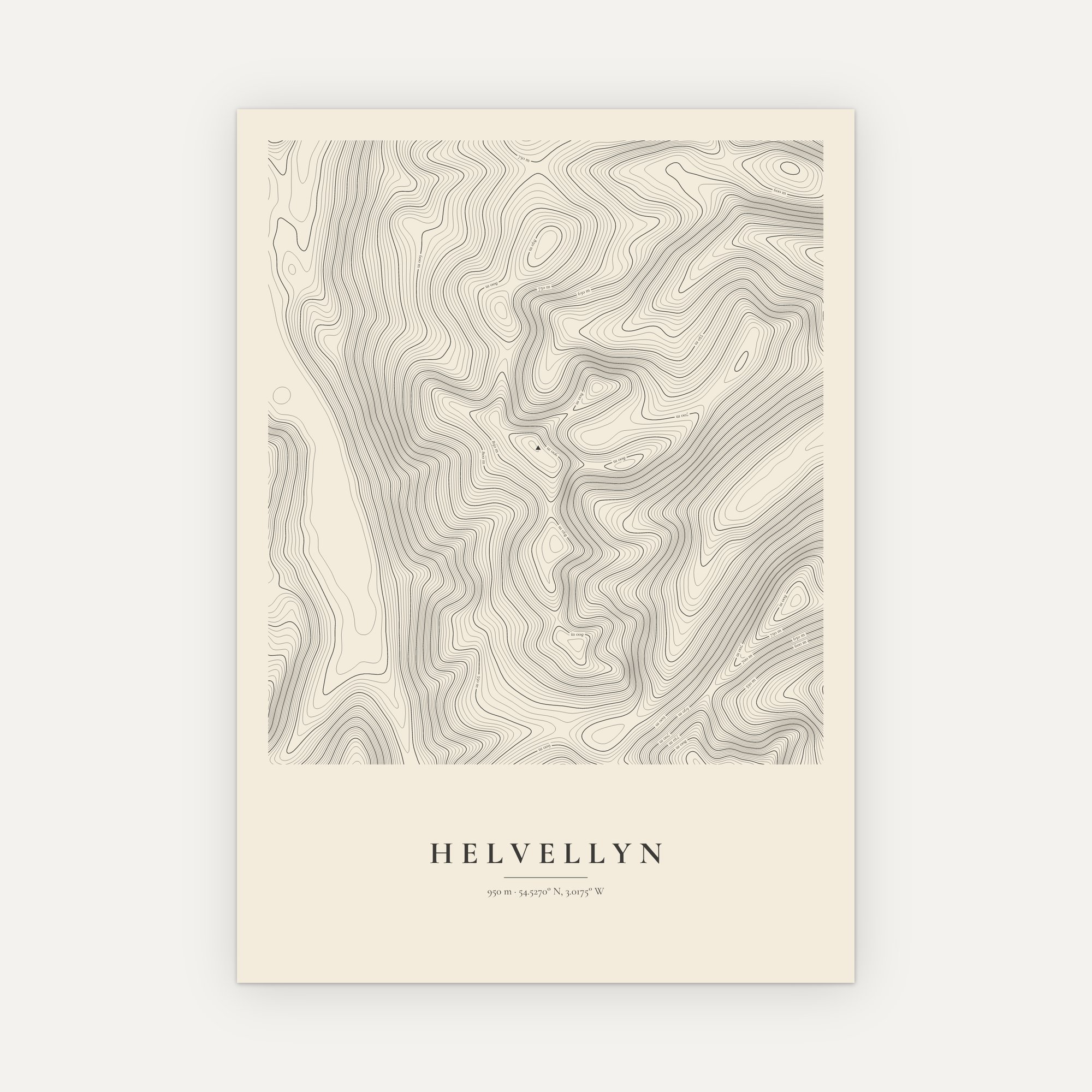 Helvellyn Contour Map Print - Image 6