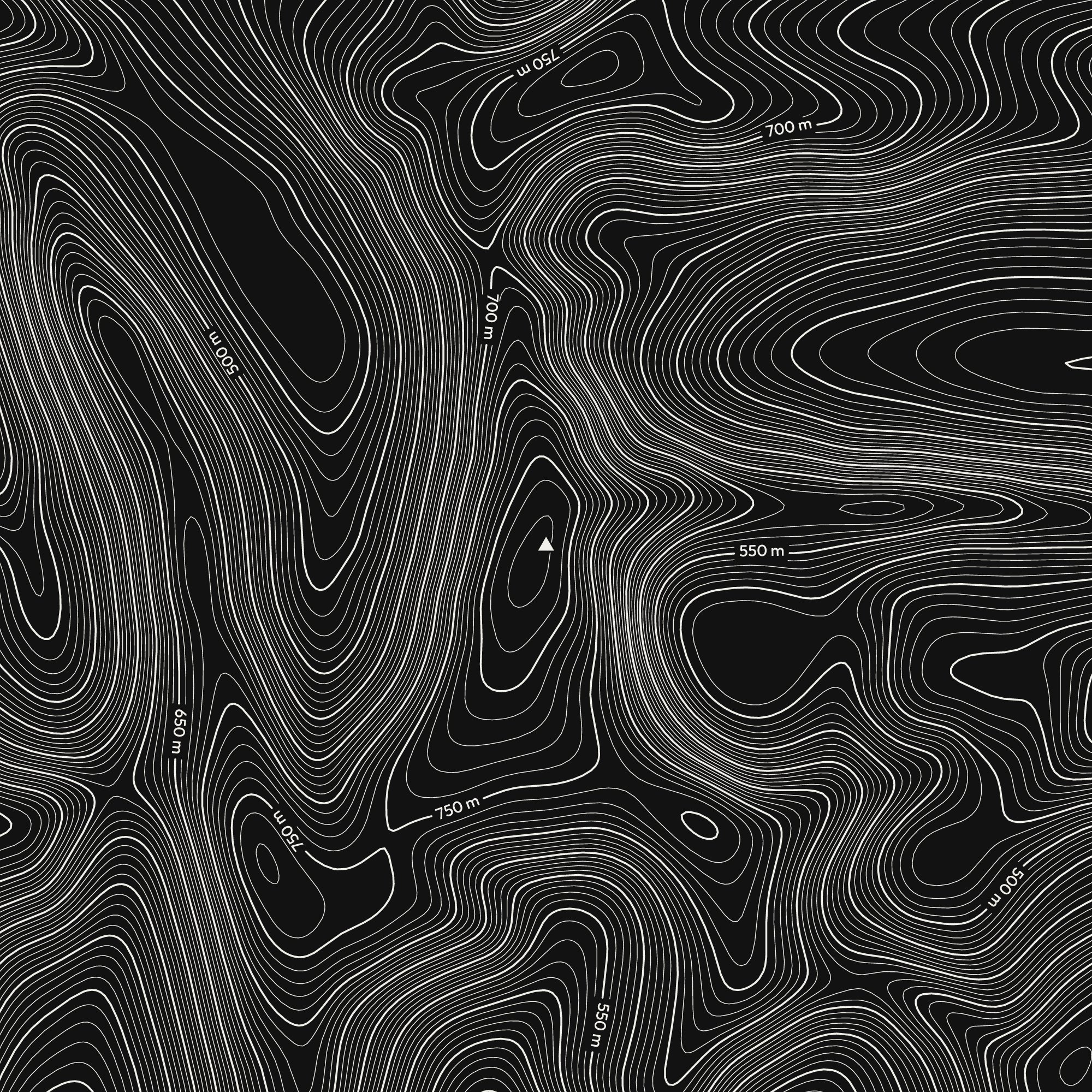 Close-up of the High Street contour map print around the summit
