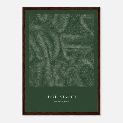High Street contour map print, framed