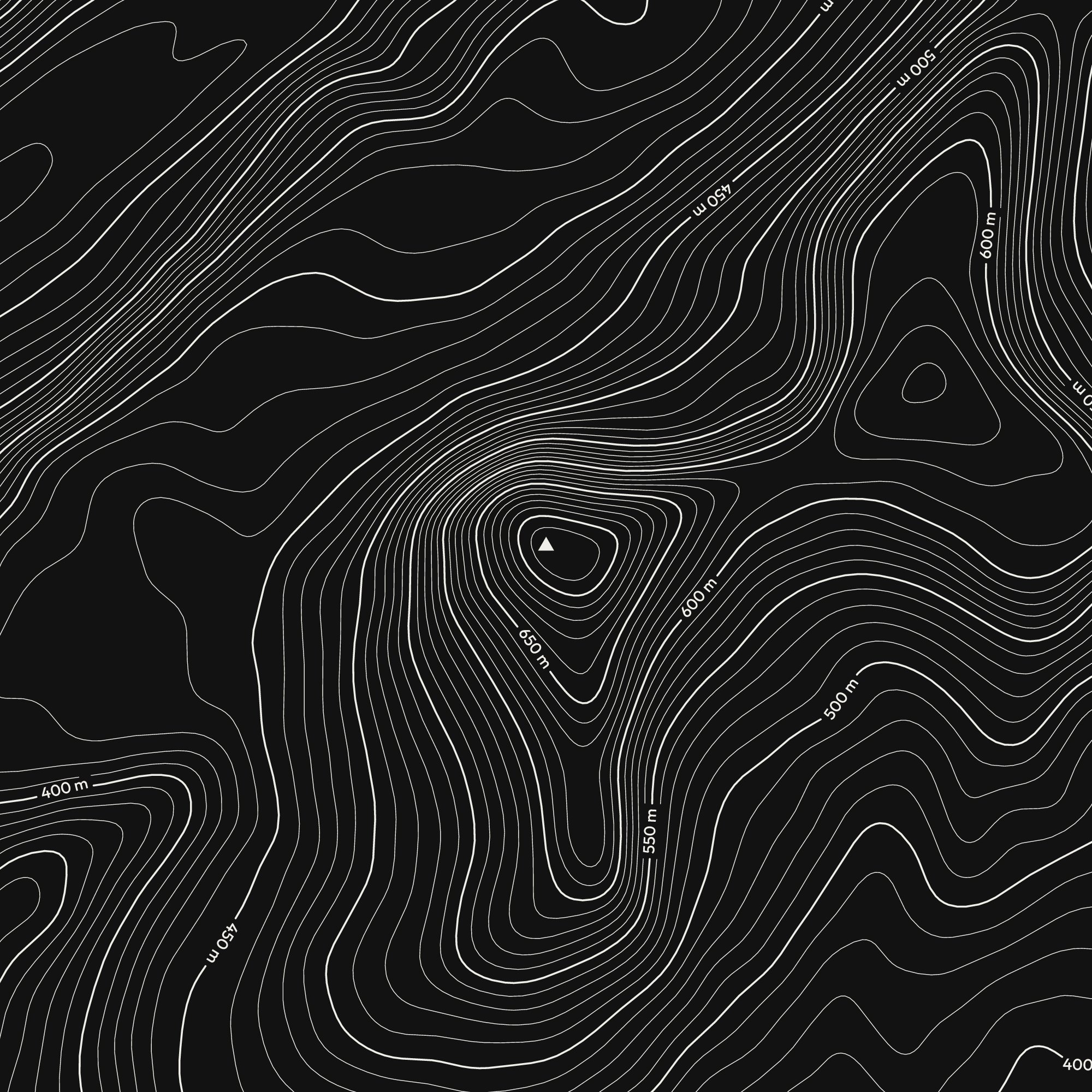 Close-up of the Ingleborough contour map print around the summit