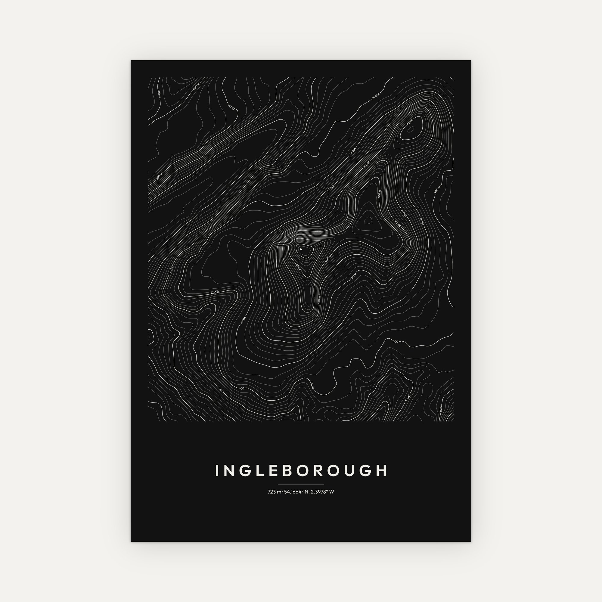 Ingleborough Contour Map Print - Image 4