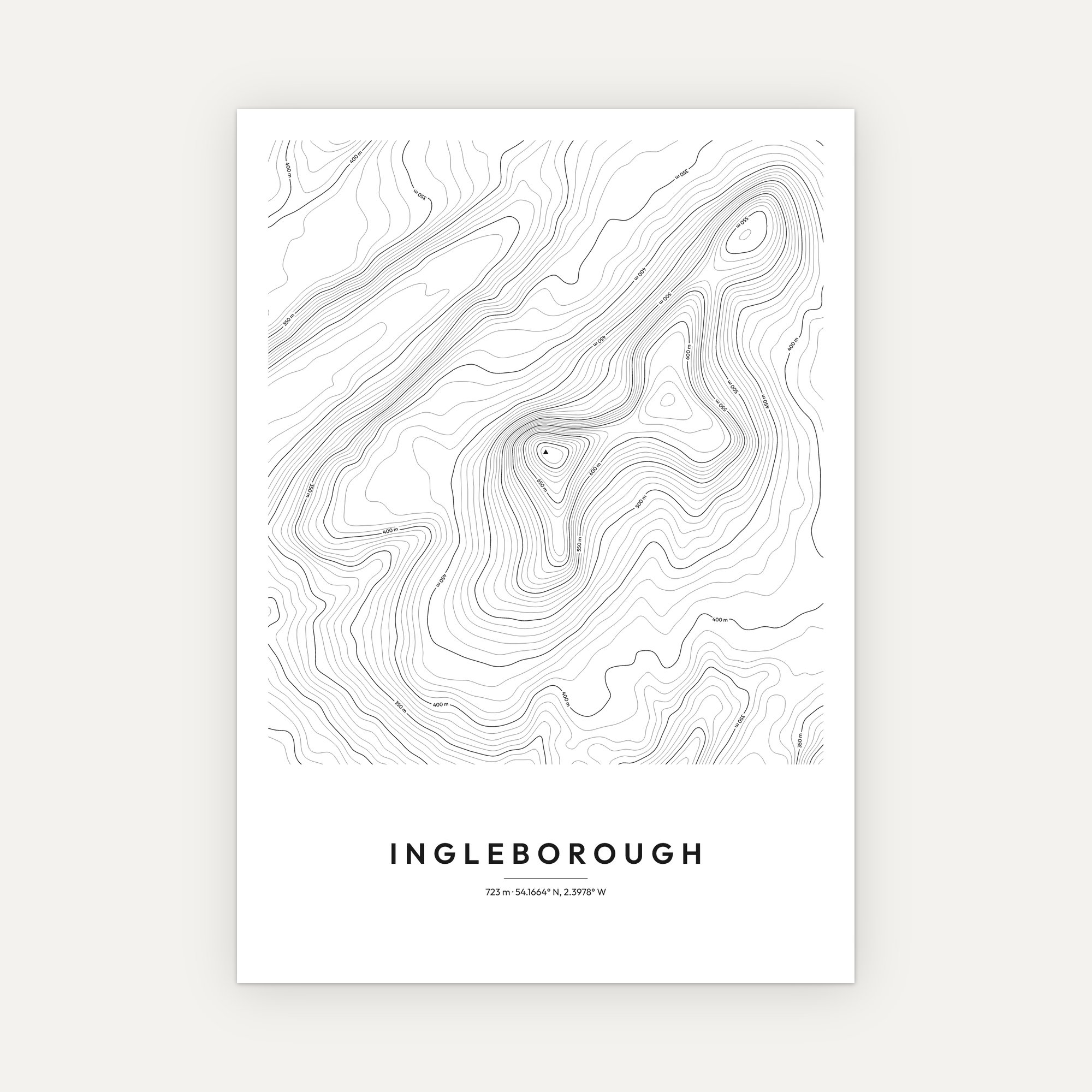 Ingleborough Contour Map Print - Image 3