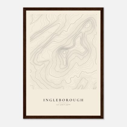 Ingleborough contour map print, framed