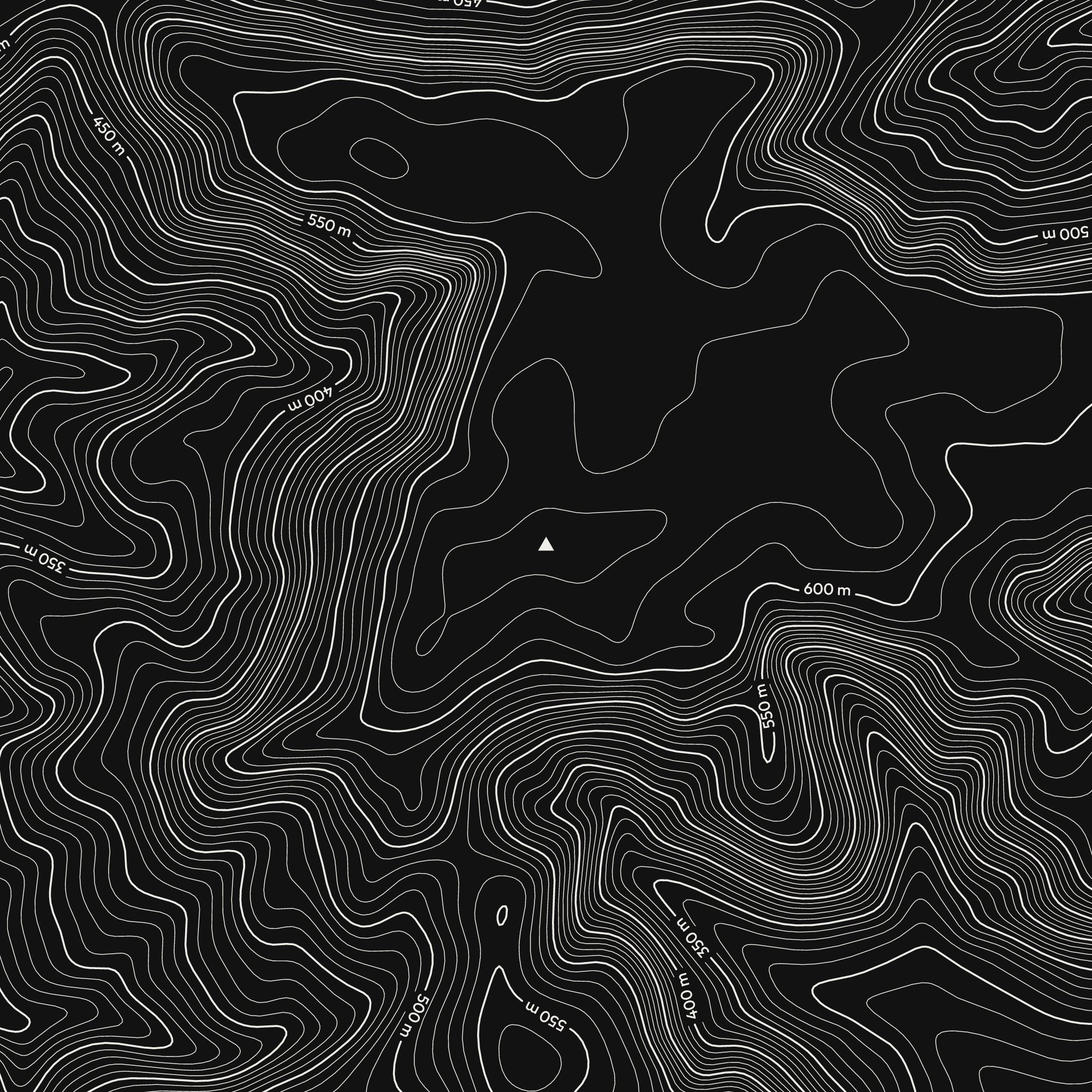 Close-up of the Kinder Scout contour map print around the summit