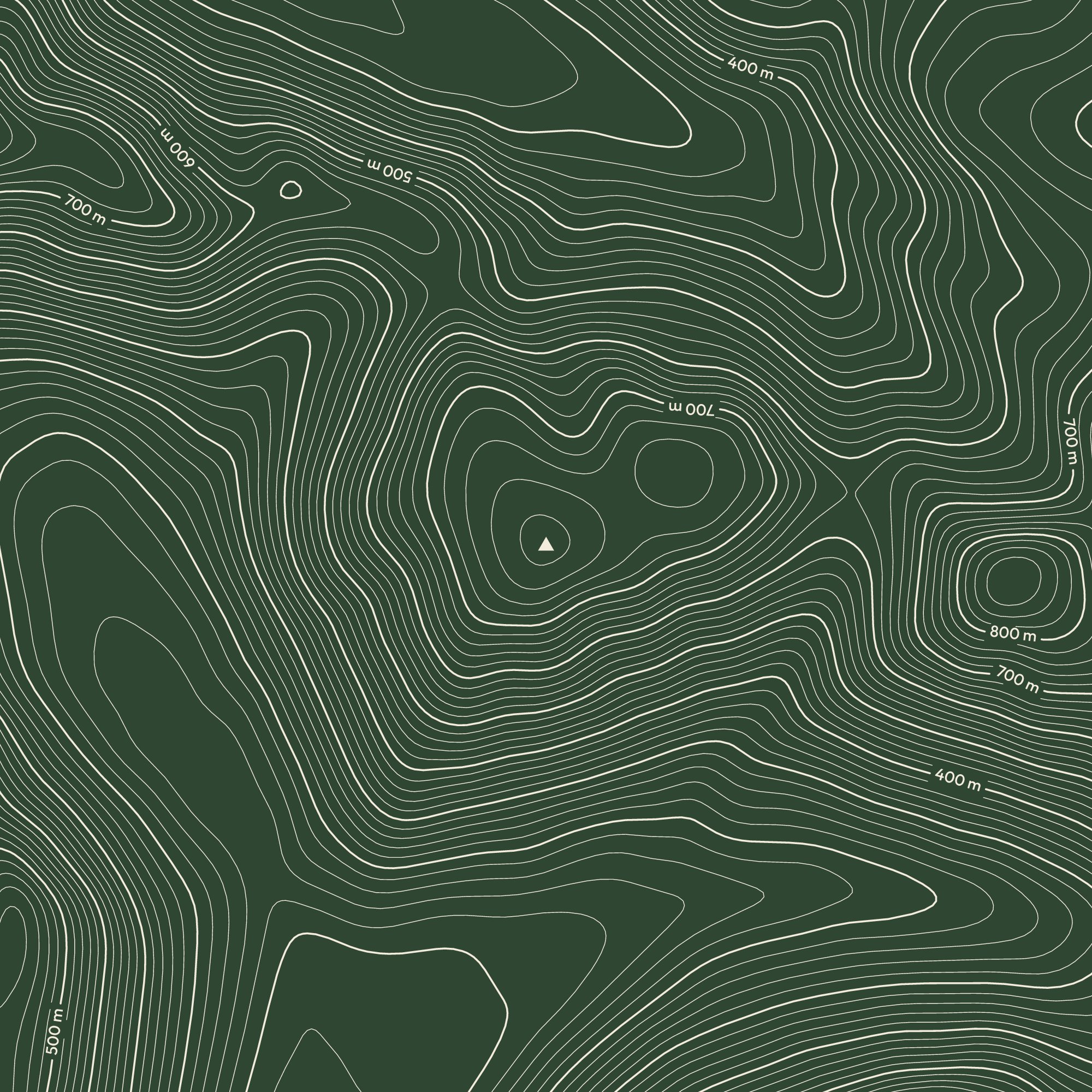 Close-up of the Kirk Fell contour map print around the summit