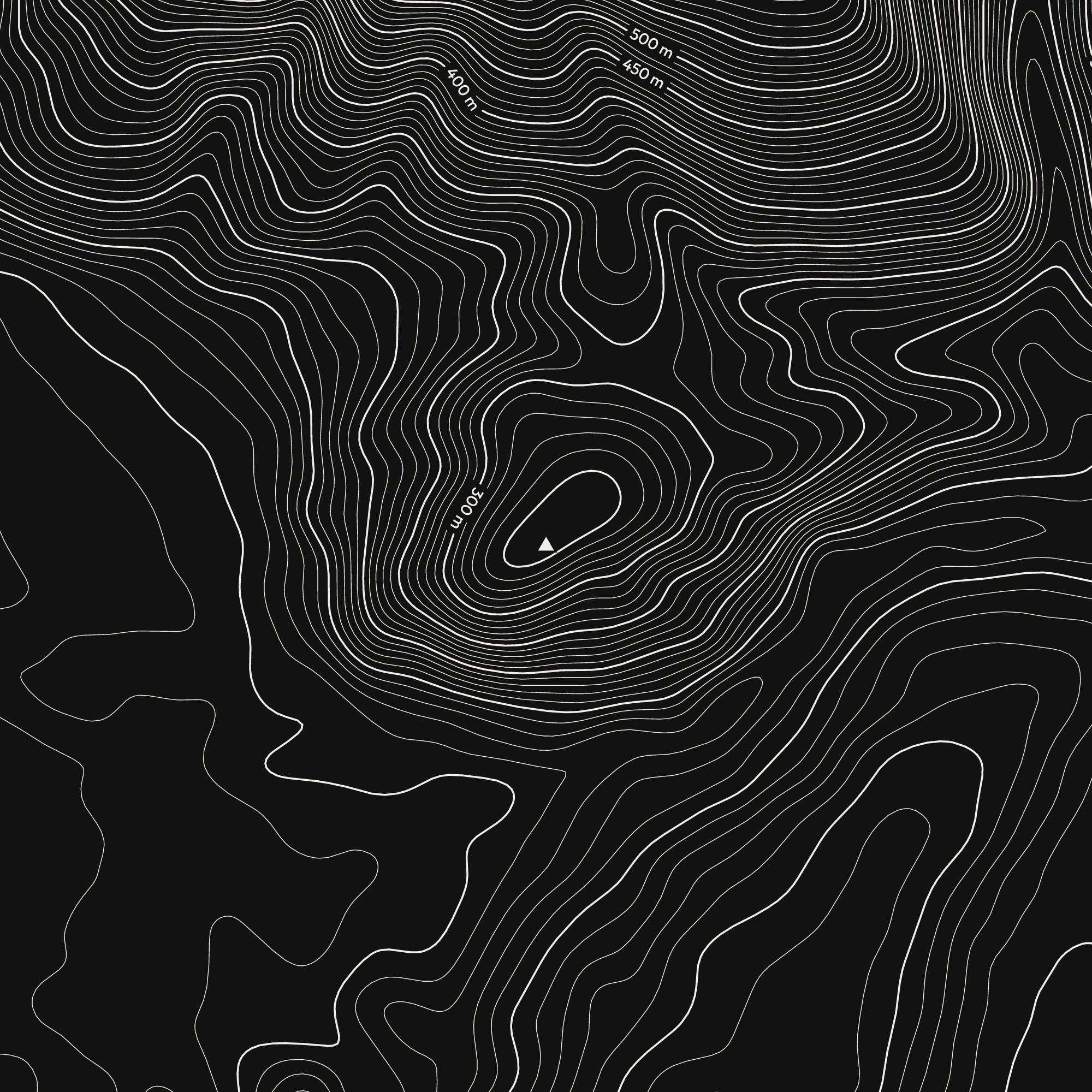 Close-up of the Latrigg contour map print around the summit