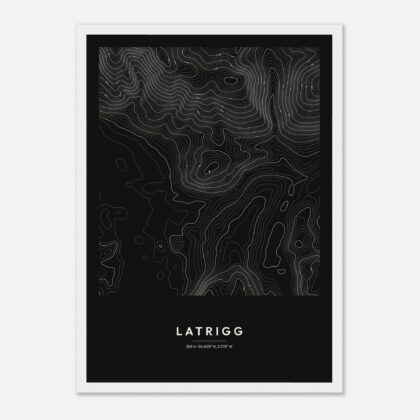 Latrigg contour map print, framed