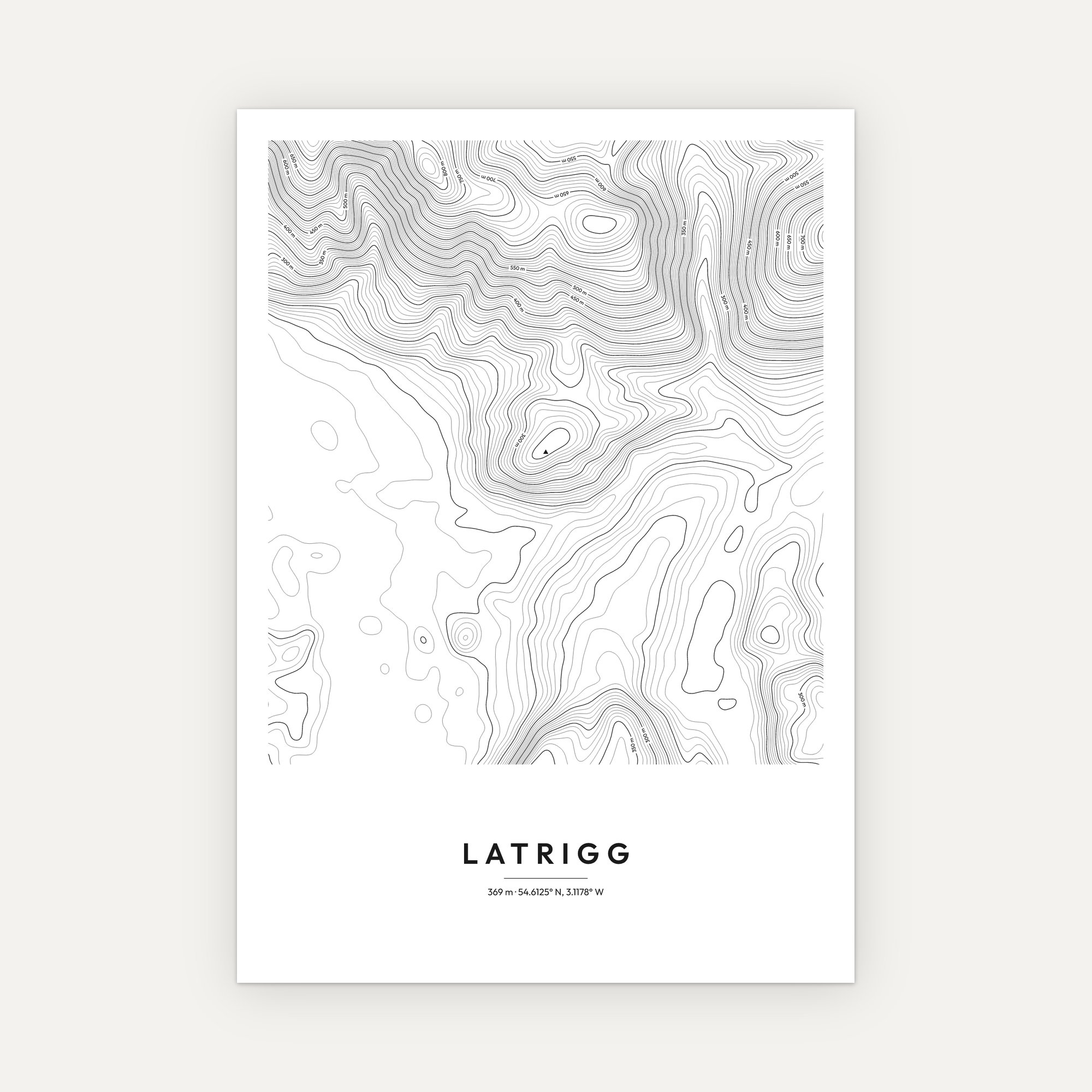 Latrigg Contour Map Print - Image 3