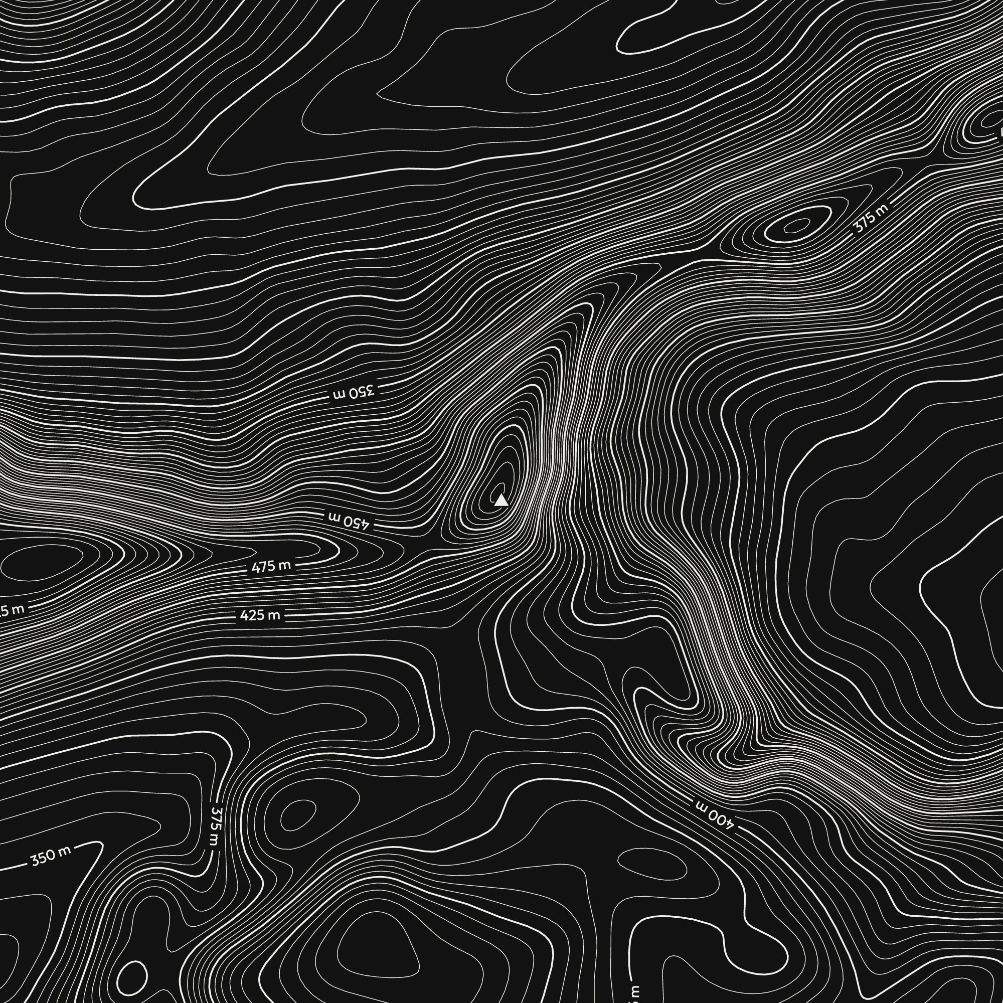 Close-up of the Mam Tor contour map print around the summit