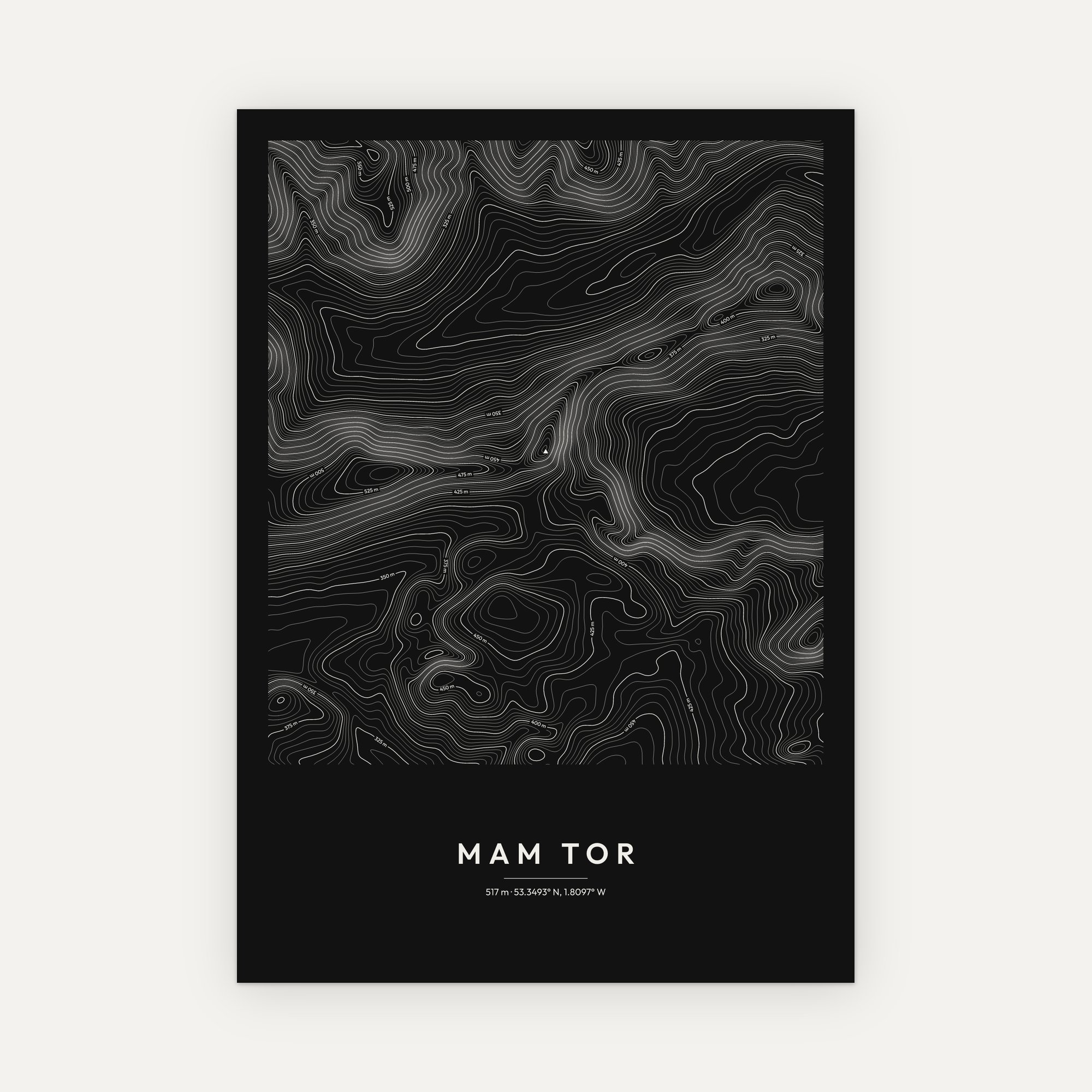Mam Tor Contour Map Print - Image 4