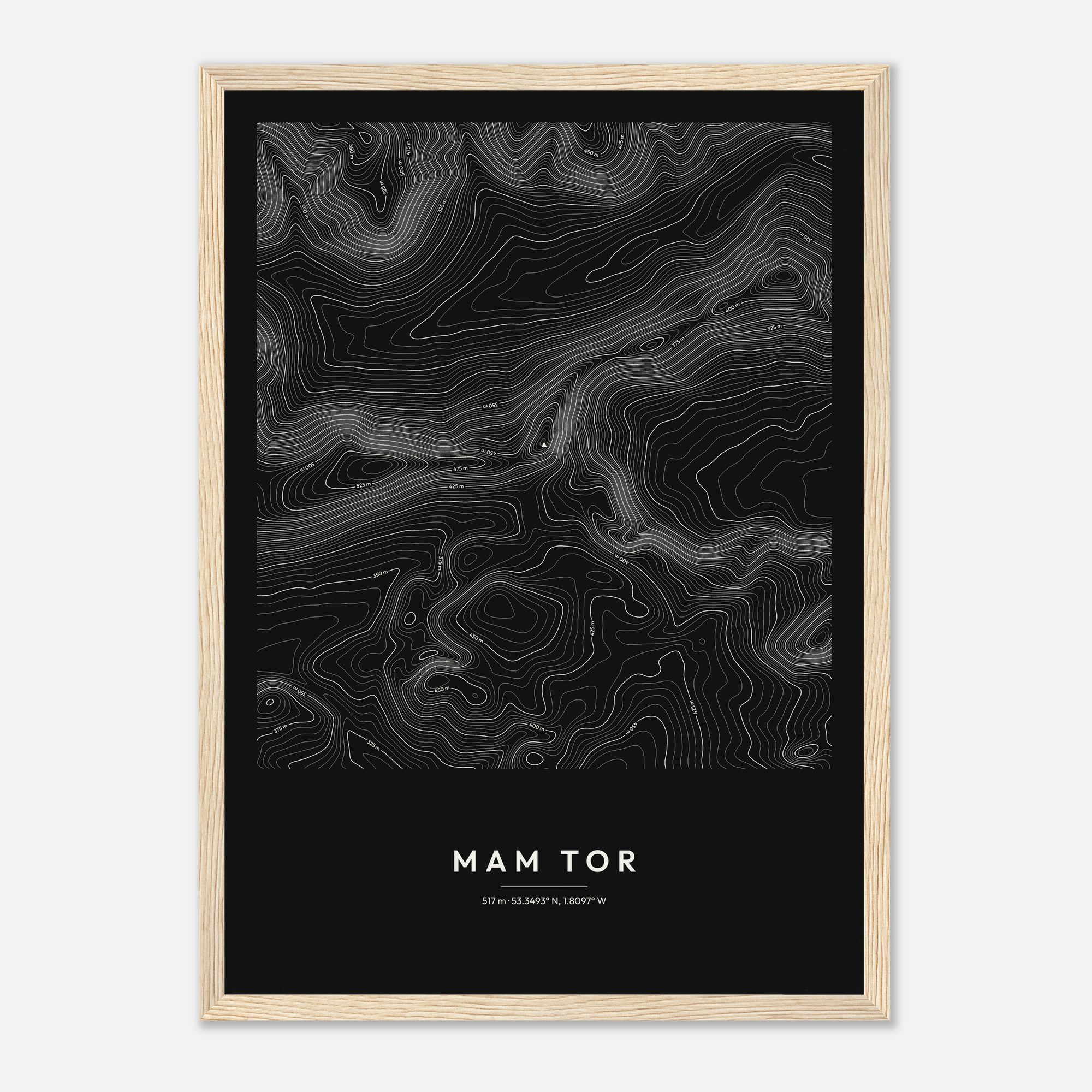 Mam Tor Contour Map Print - Image 2