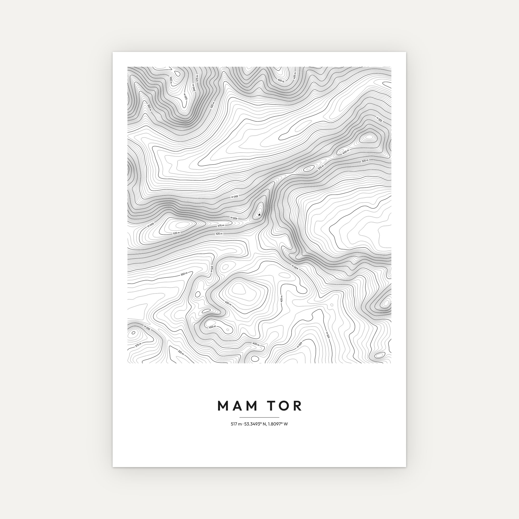 Mam Tor Contour Map Print - Image 3
