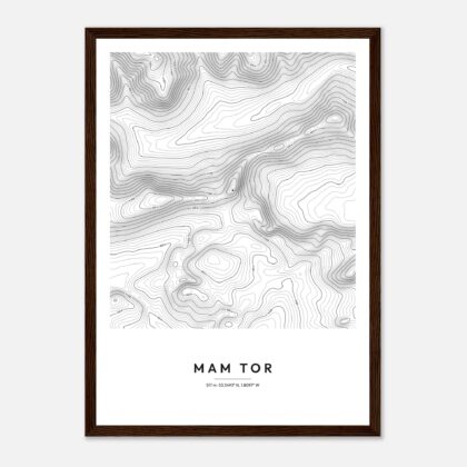 Mam Tor contour map print, framed