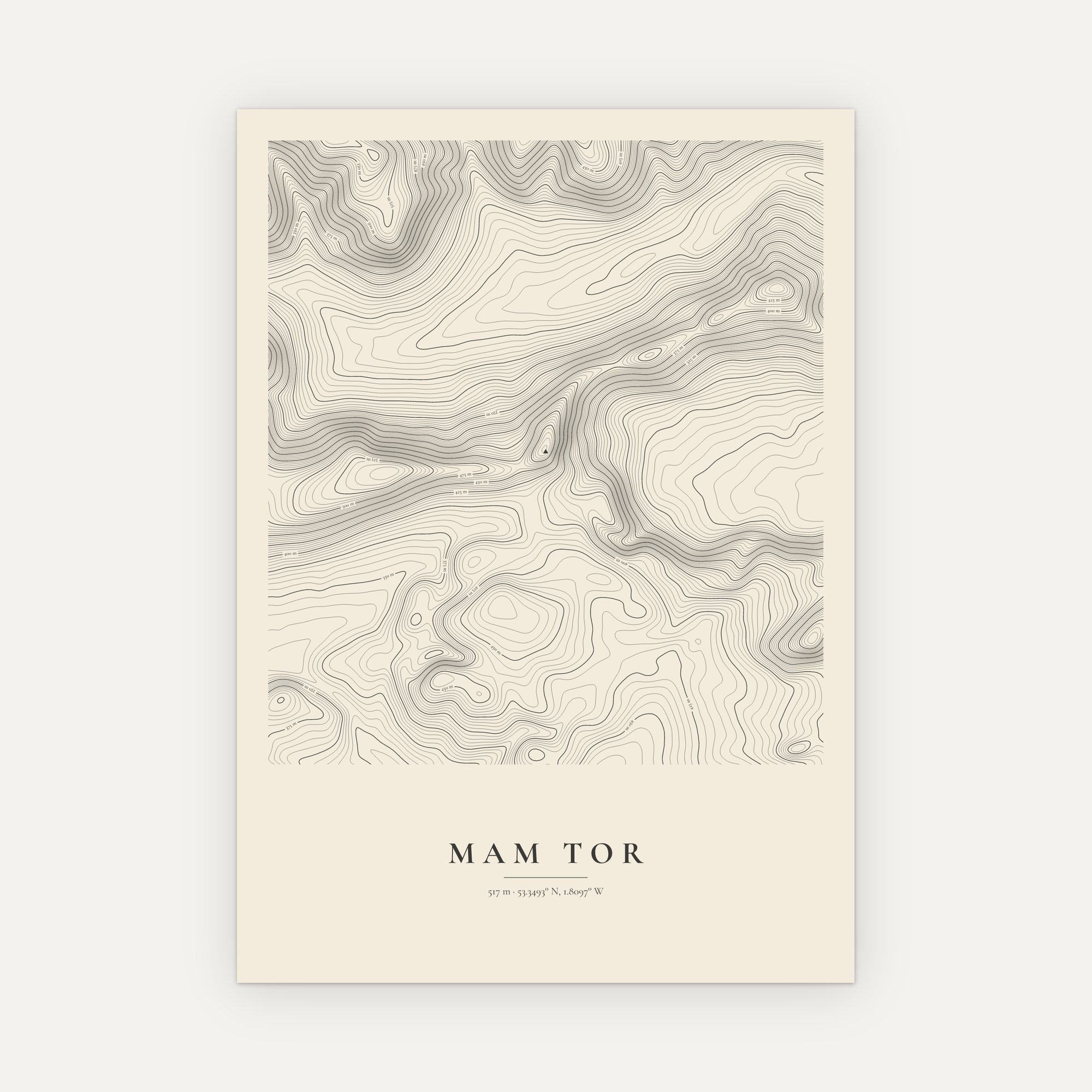 Mam Tor Contour Map Print - Image 6