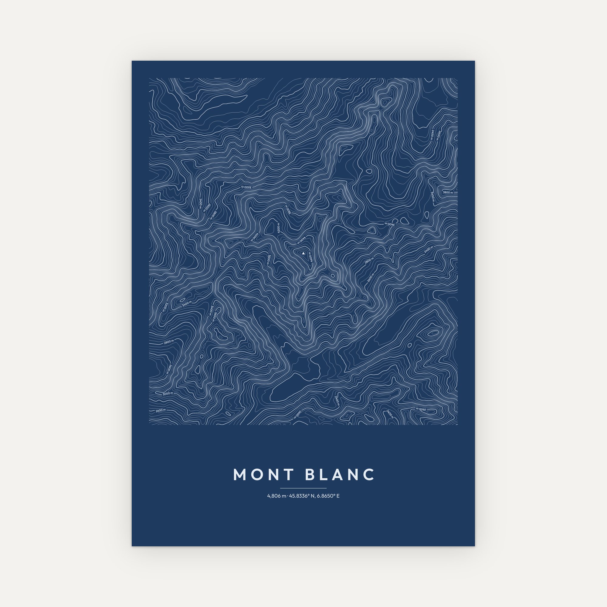Mont Blanc Contour Map Print - Image 4