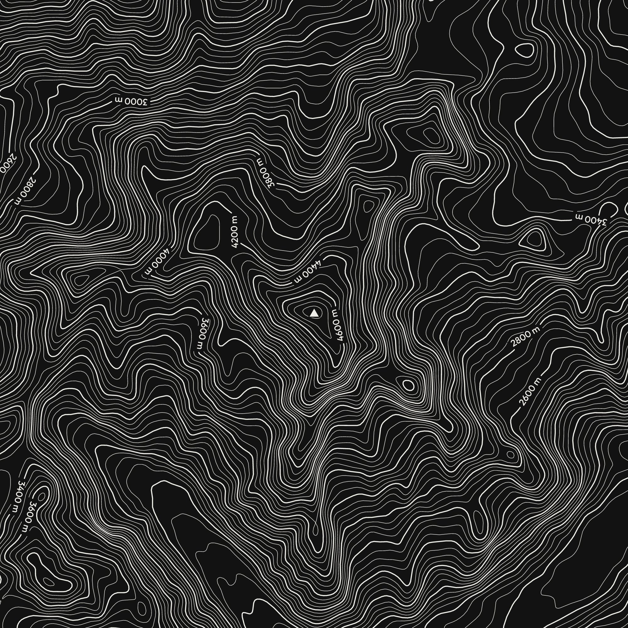 Close-up of the Mont Blanc contour map print around the summit