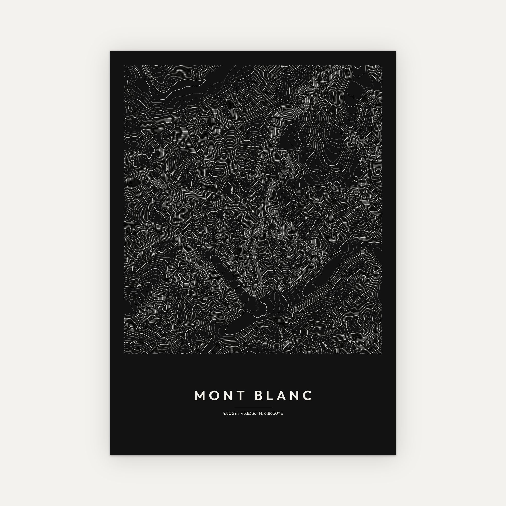 Mont Blanc Contour Map Print - Image 3