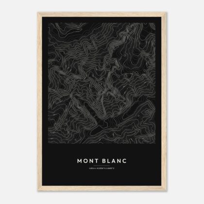 Mont Blanc contour map print, framed