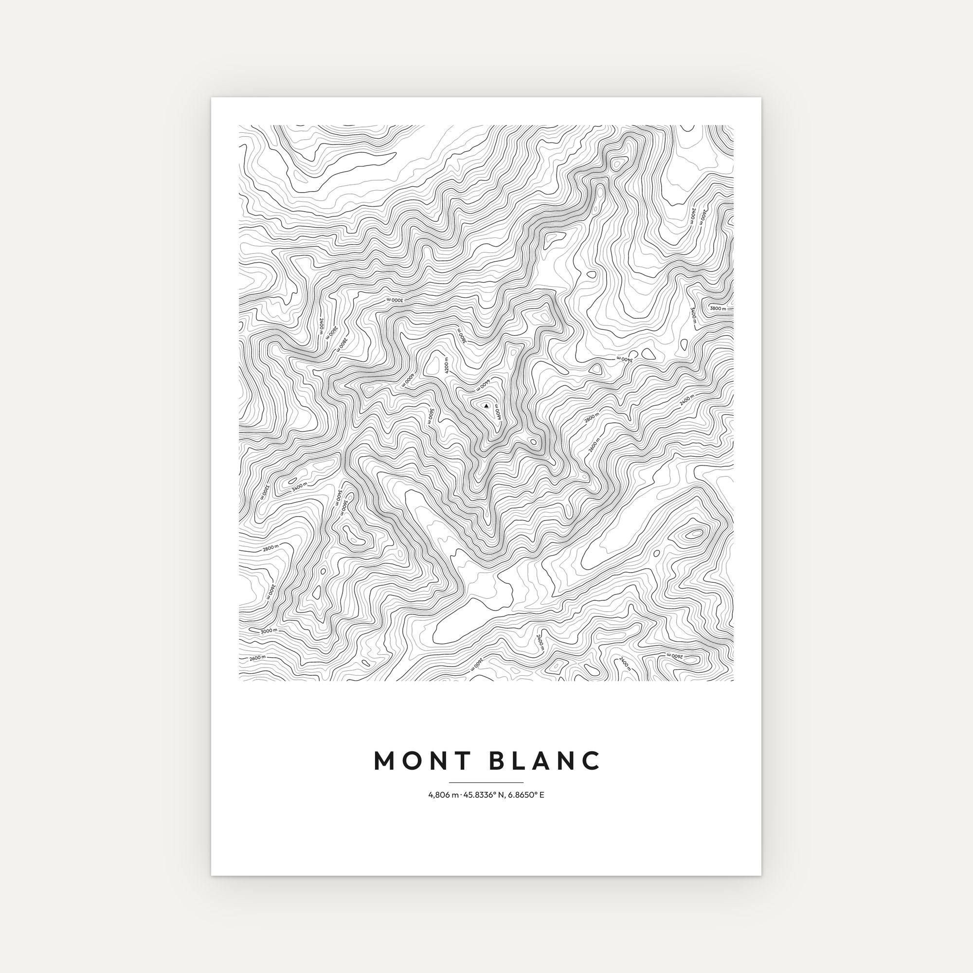 Mont Blanc Contour Map Print - Image 2