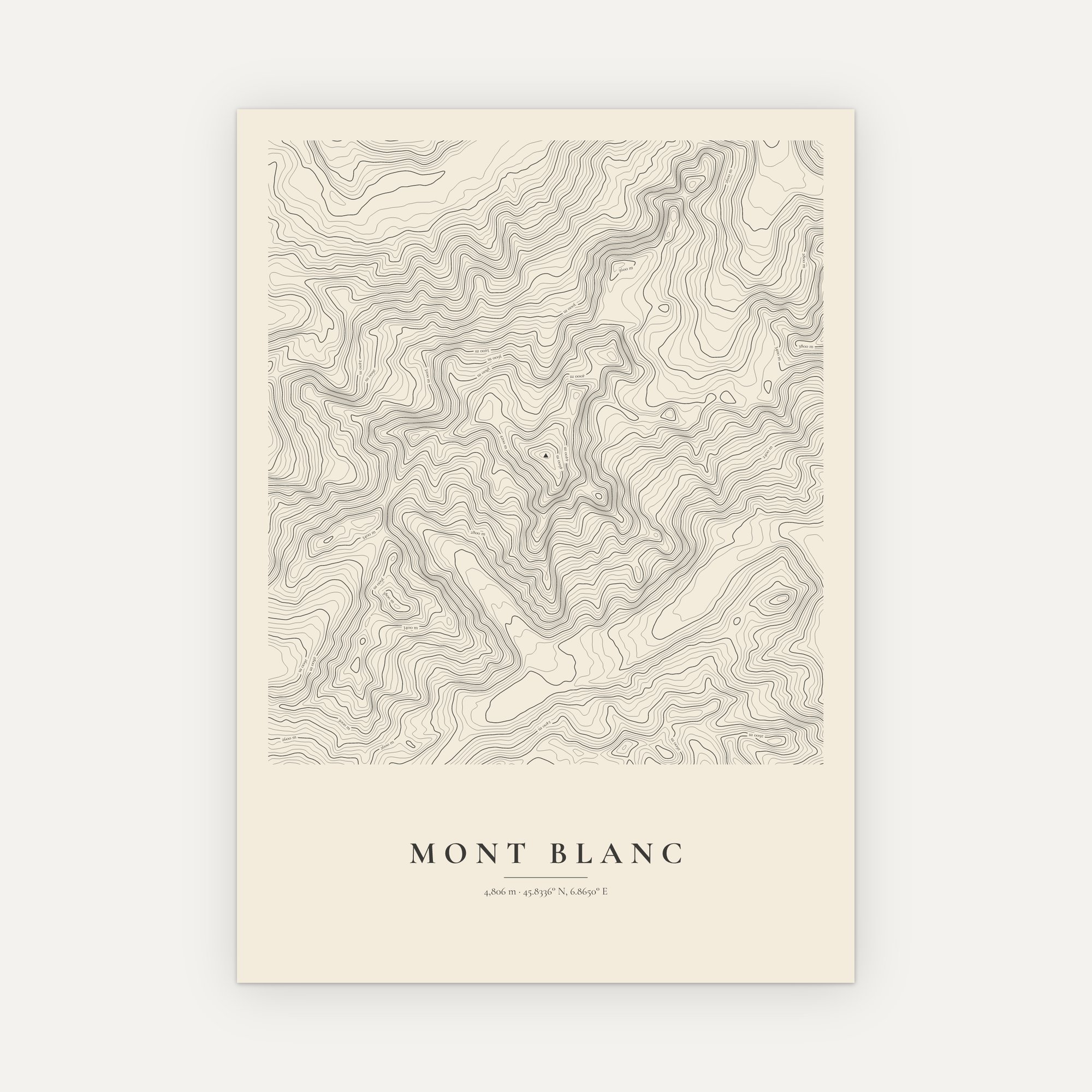 Mont Blanc Contour Map Print - Image 5