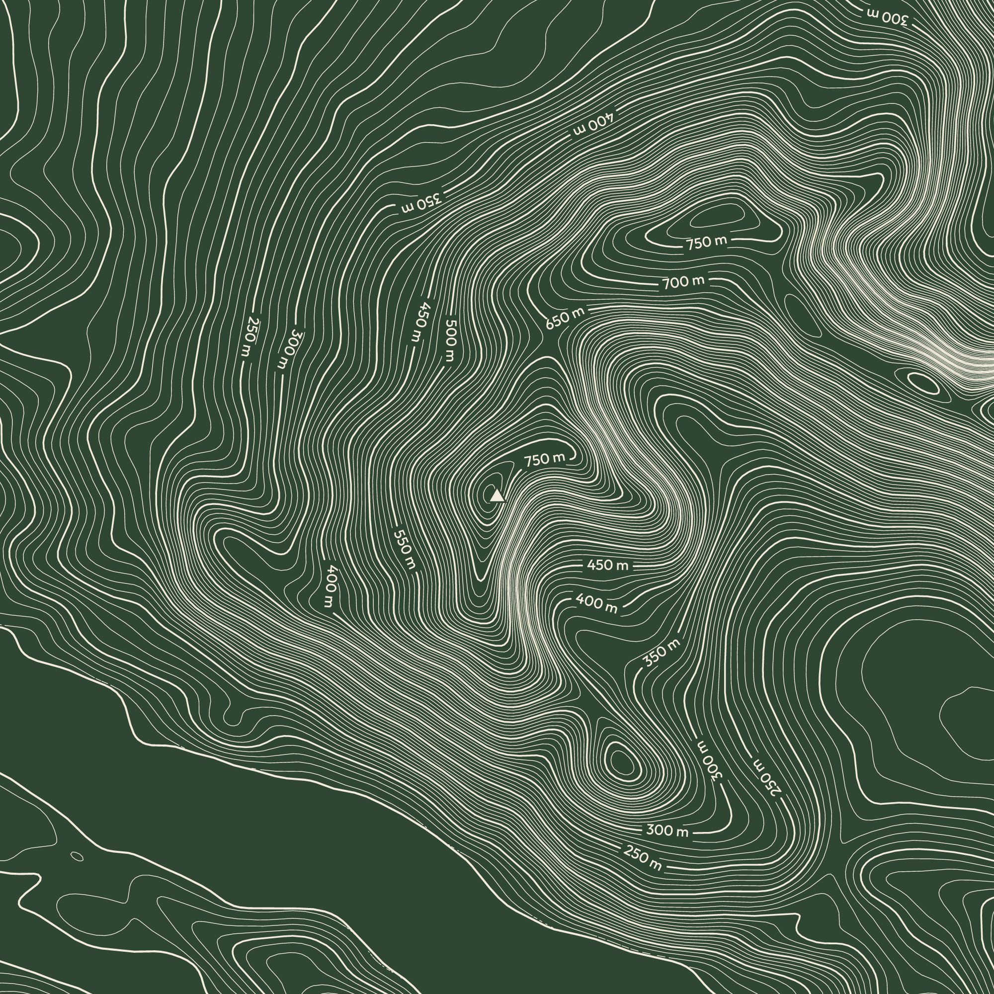Close-up of the Mweelrea contour map print around the summit