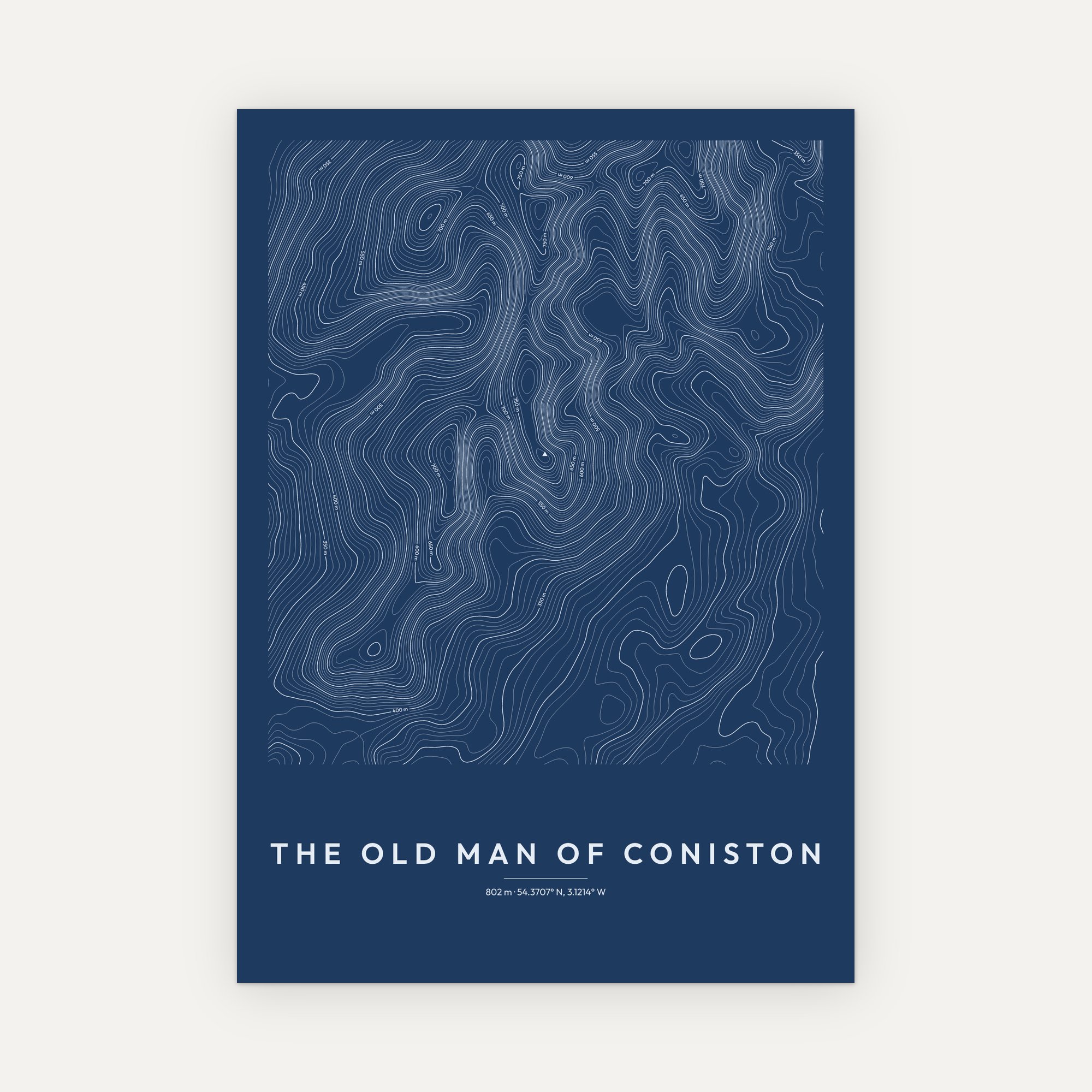 The Old Man of Coniston Contour Map Print - Image 5